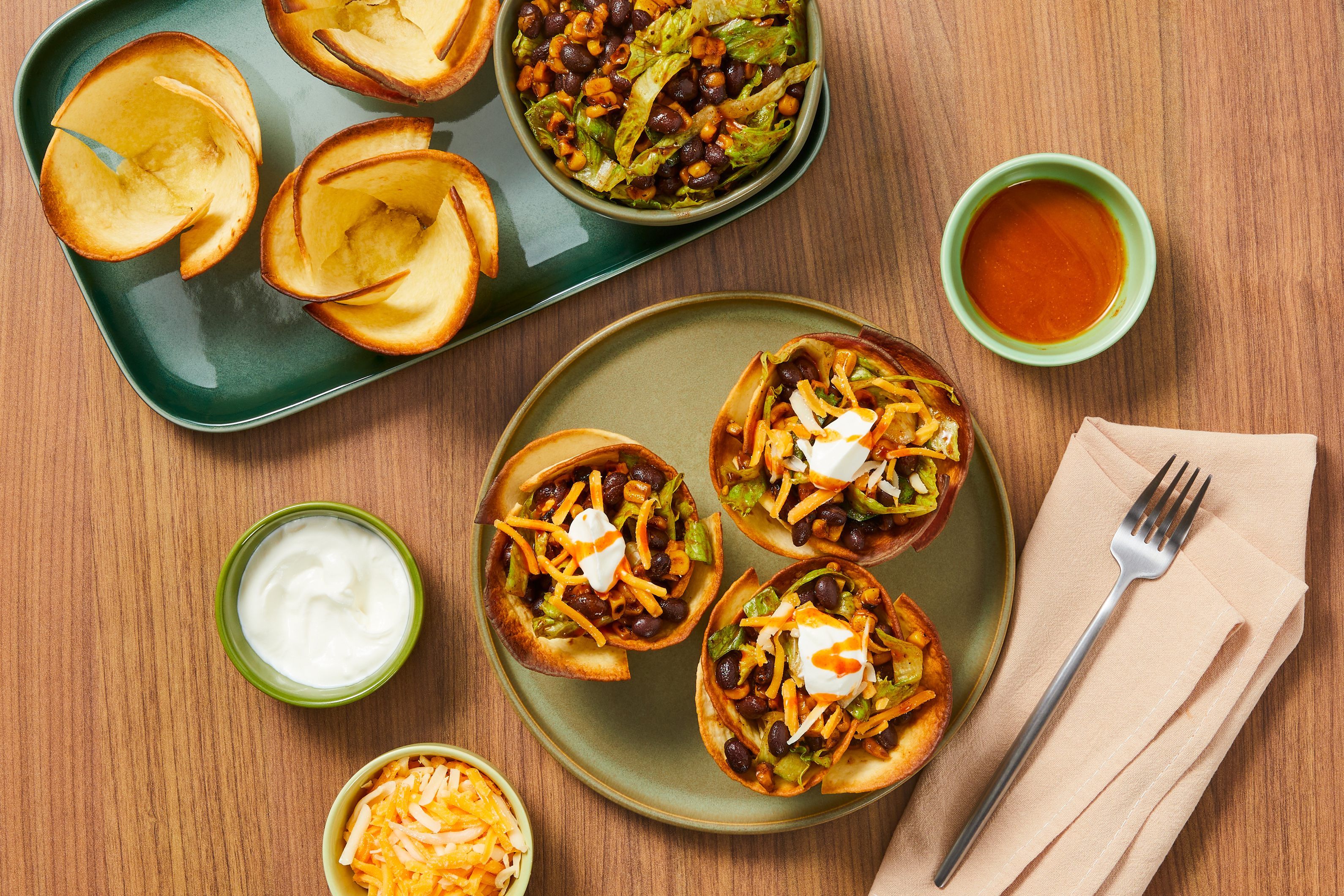 Cheesy Turkey & Bean Taco Salad Cups