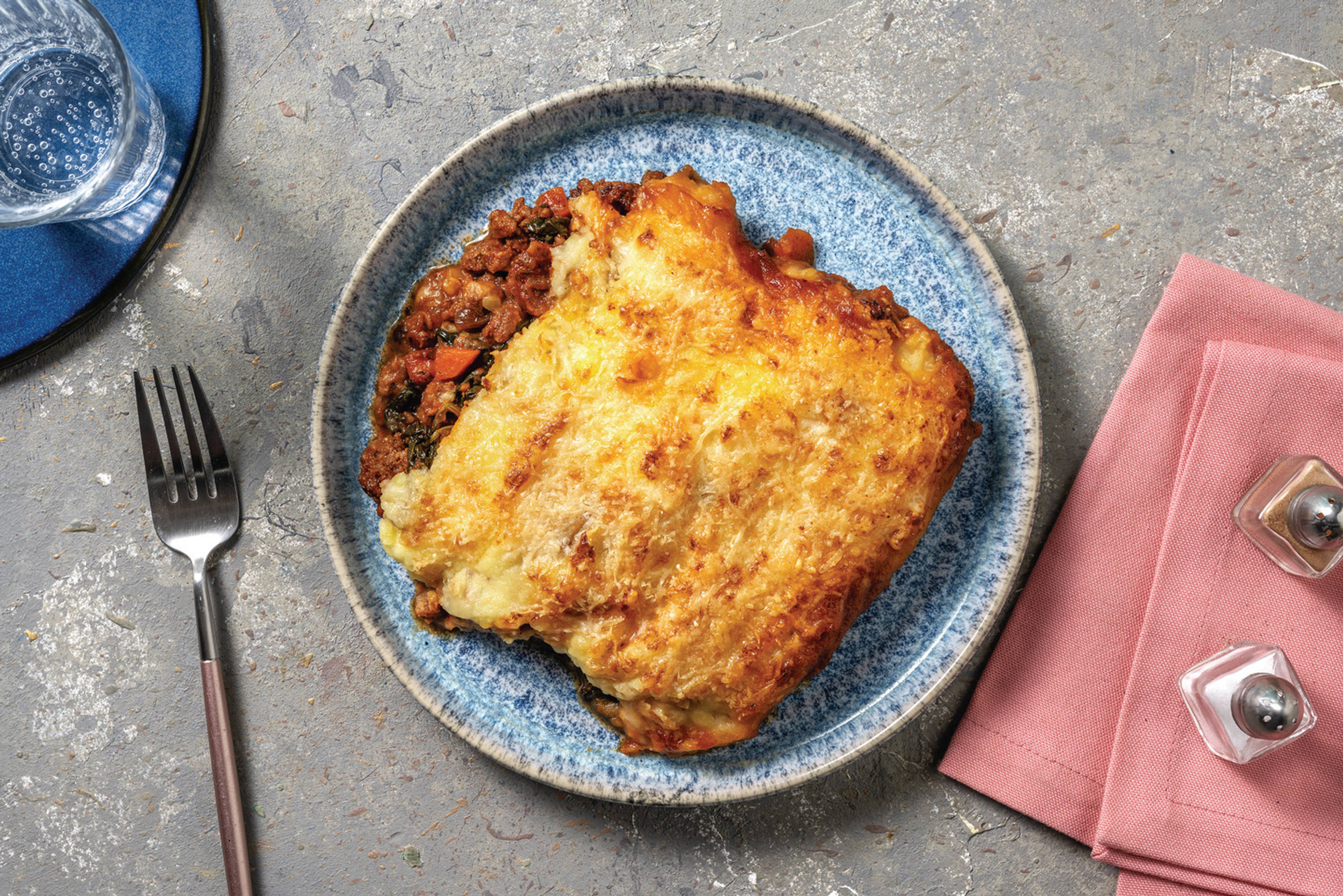 Herby Italian Beef & Bacon Potato-Top Pie