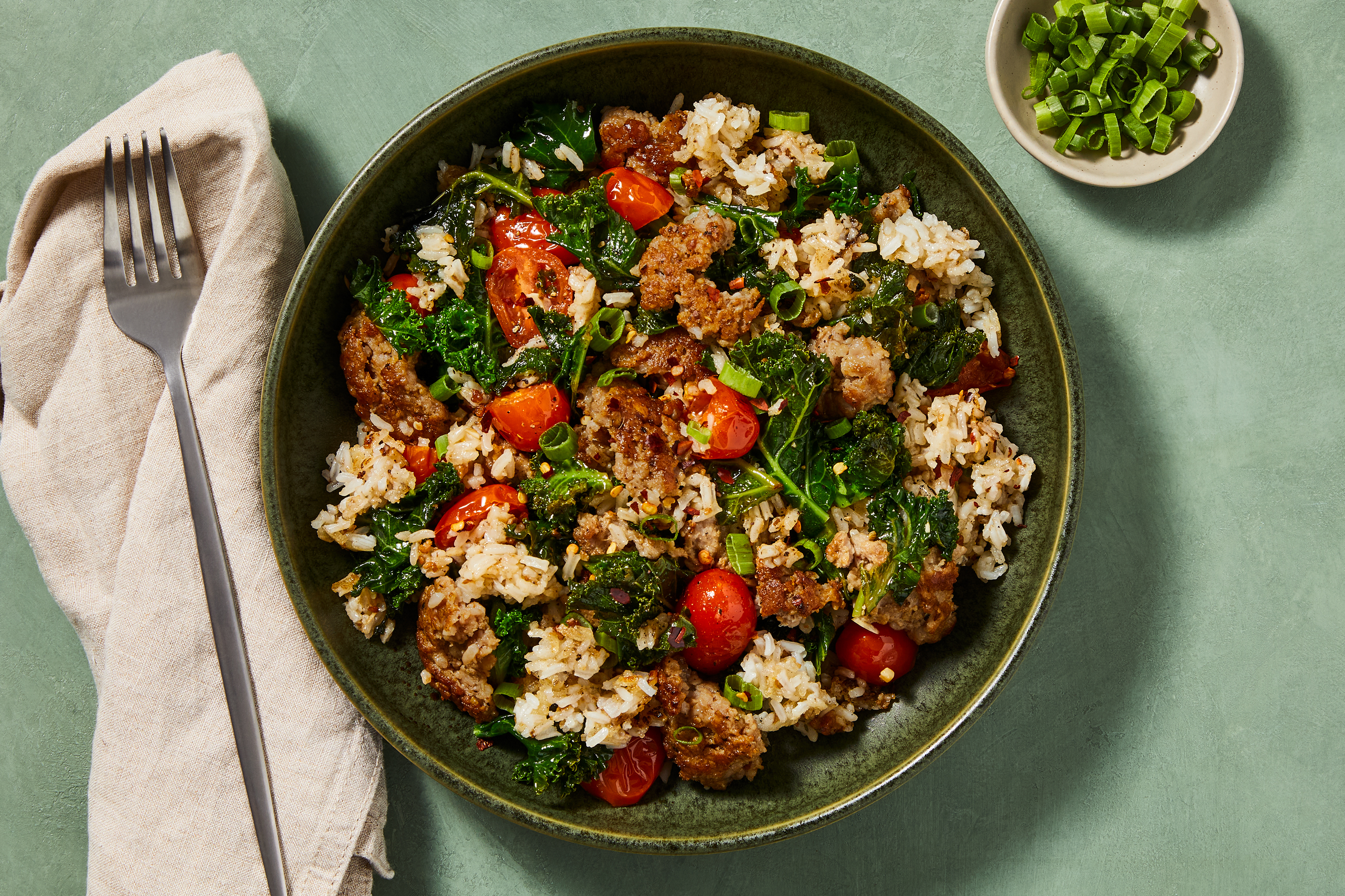 Italian Pork Sausage & Kale Fried Rice