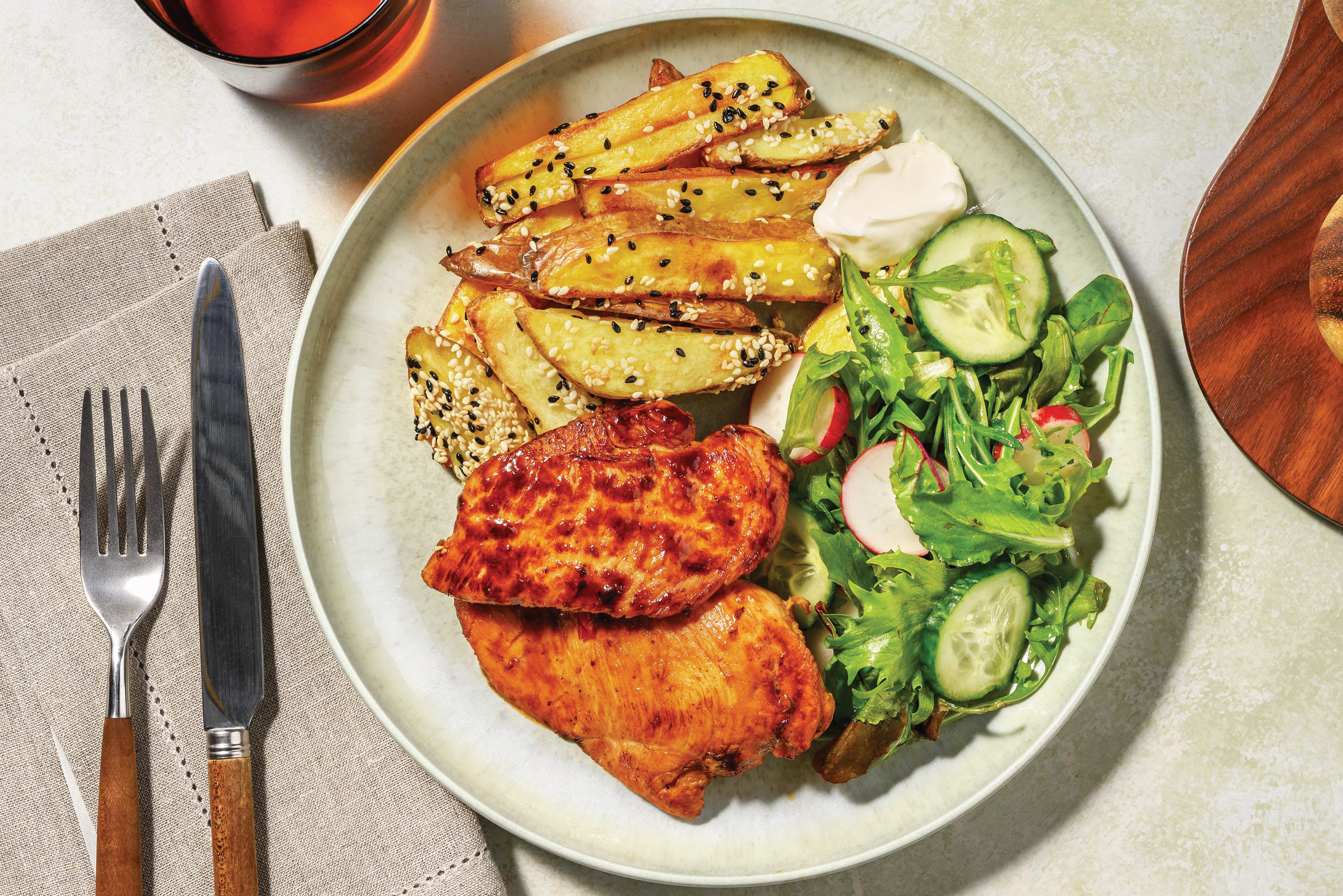 Sweet-Soy Chicken & Sesame Fries