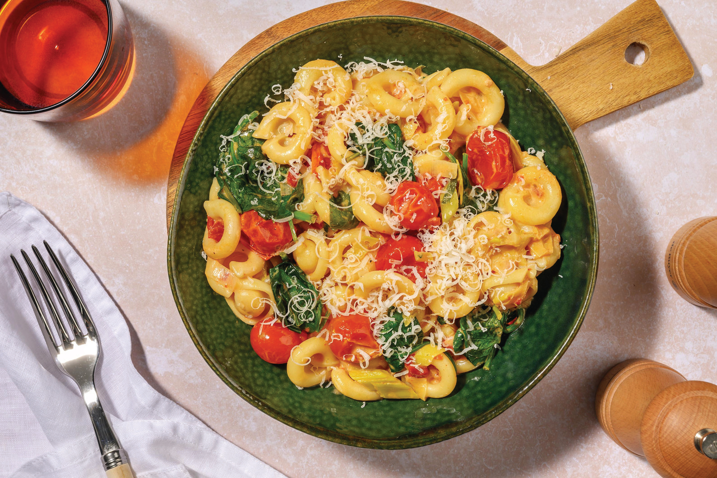 Cheesy Rich Cherry Tomato & Leek Orecchiette