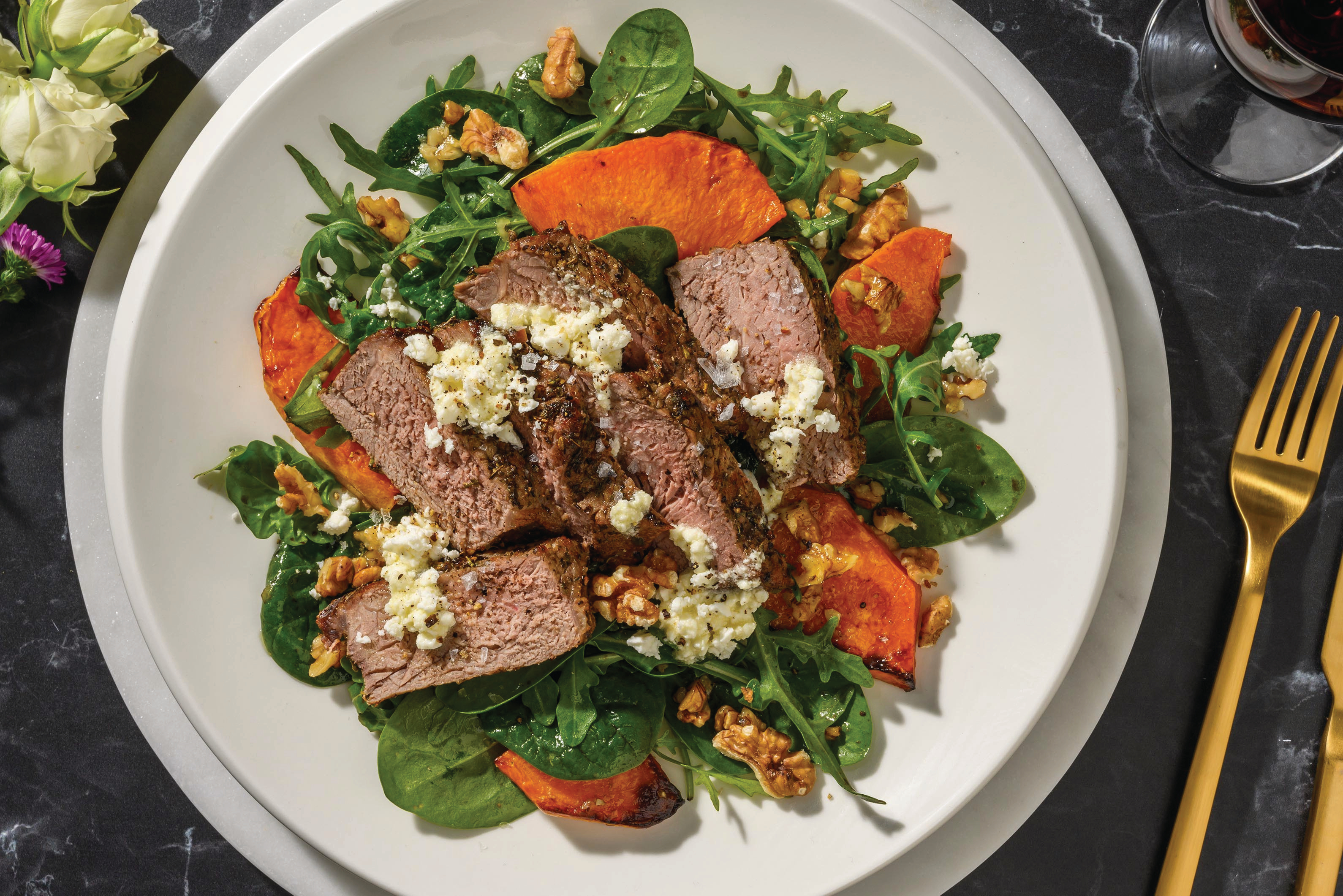 Herby-Pepper Beef Fillet & Pumpkin Salad
