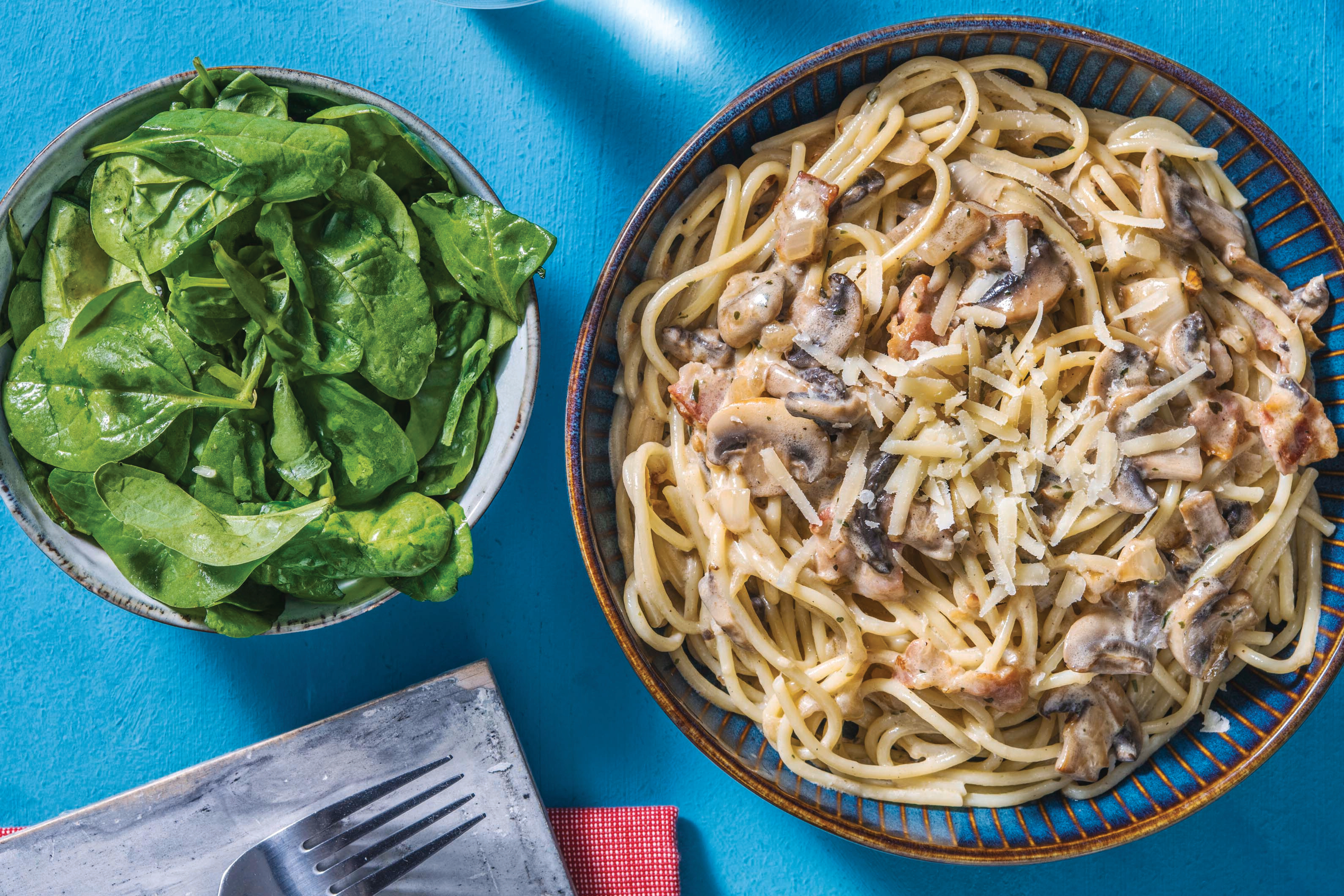 Weeknight Chicken, Bacon & Mushroom Spaghetti