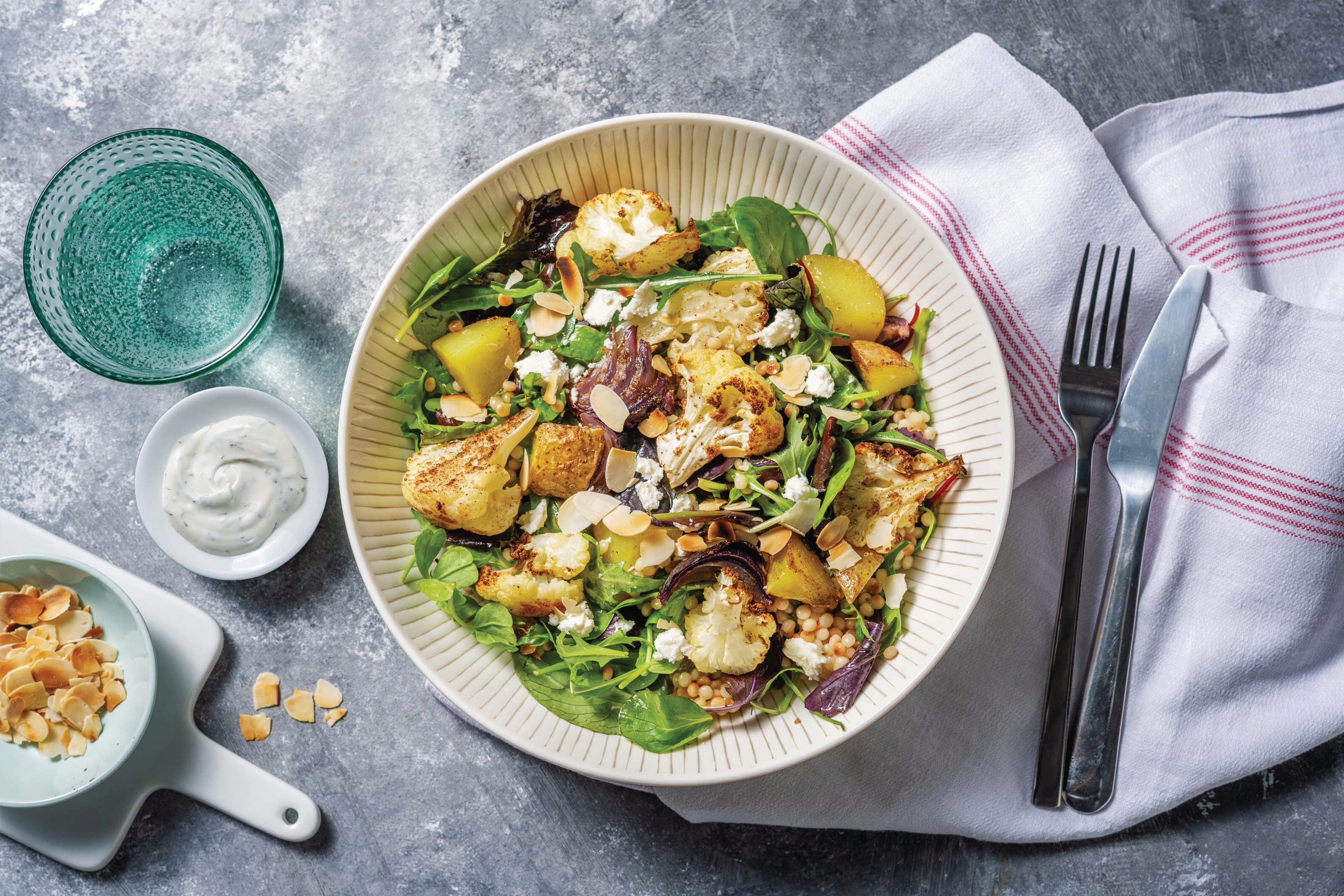 Roast Cauliflower, Chorizo & Feta Salad