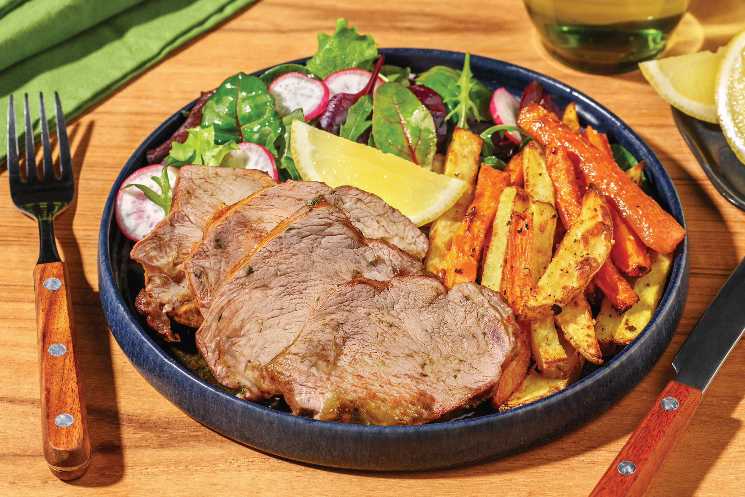 Zesty Garlic-Herb Lamb & Veggie Fries