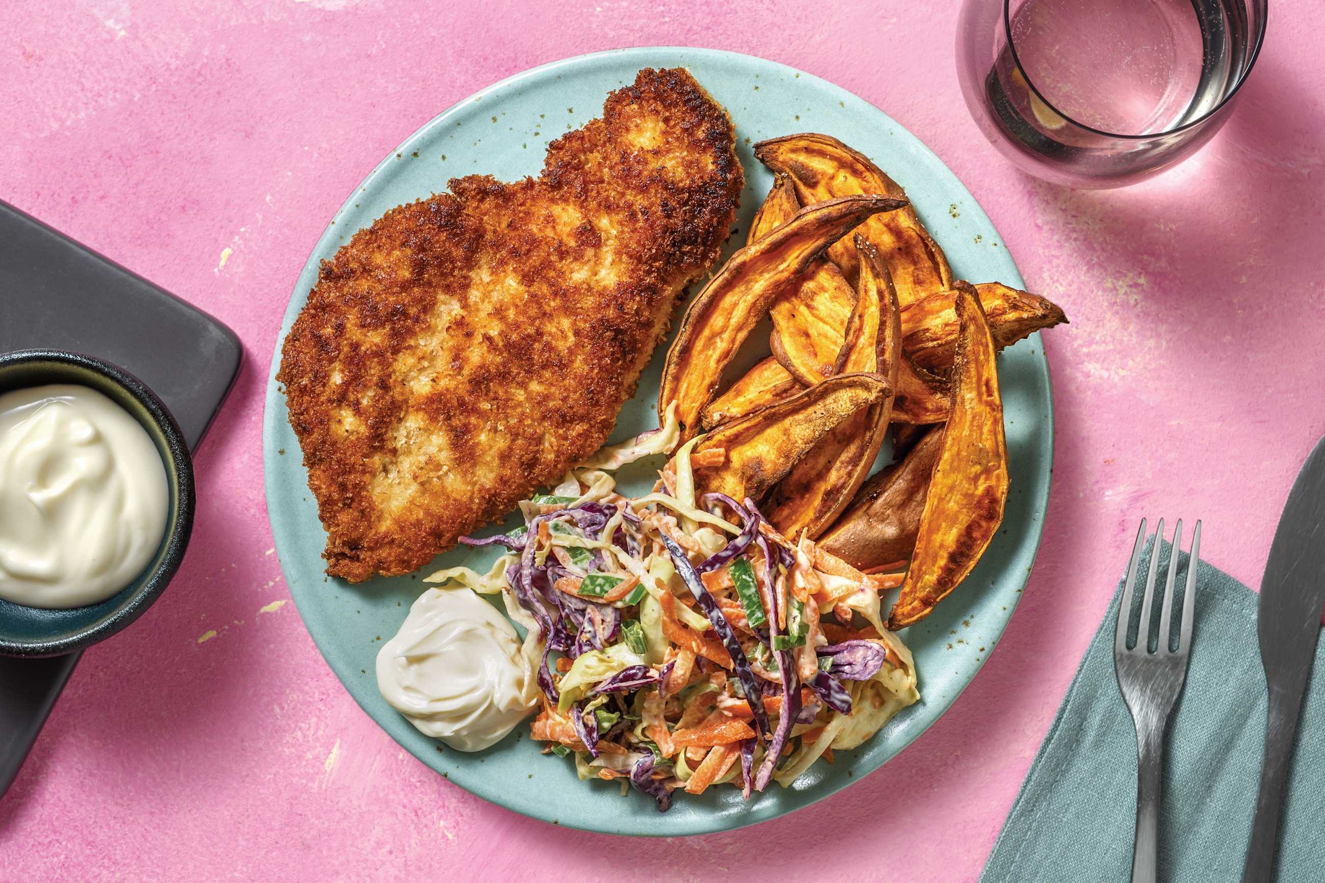 Double Crumbed Chicken Schnitzel & Aioli Slaw