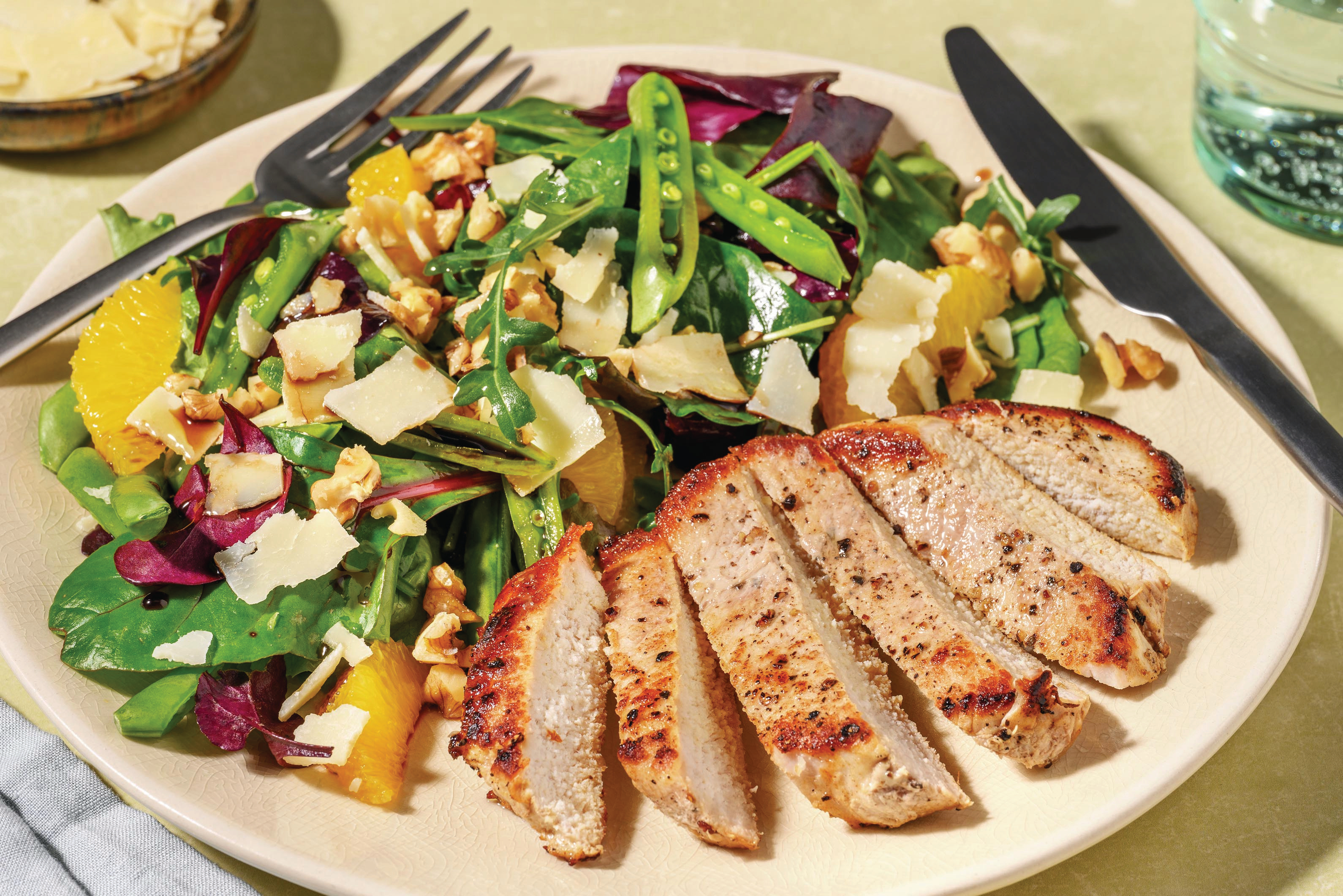 Seared Pork & Orange-Pea Pod Salad