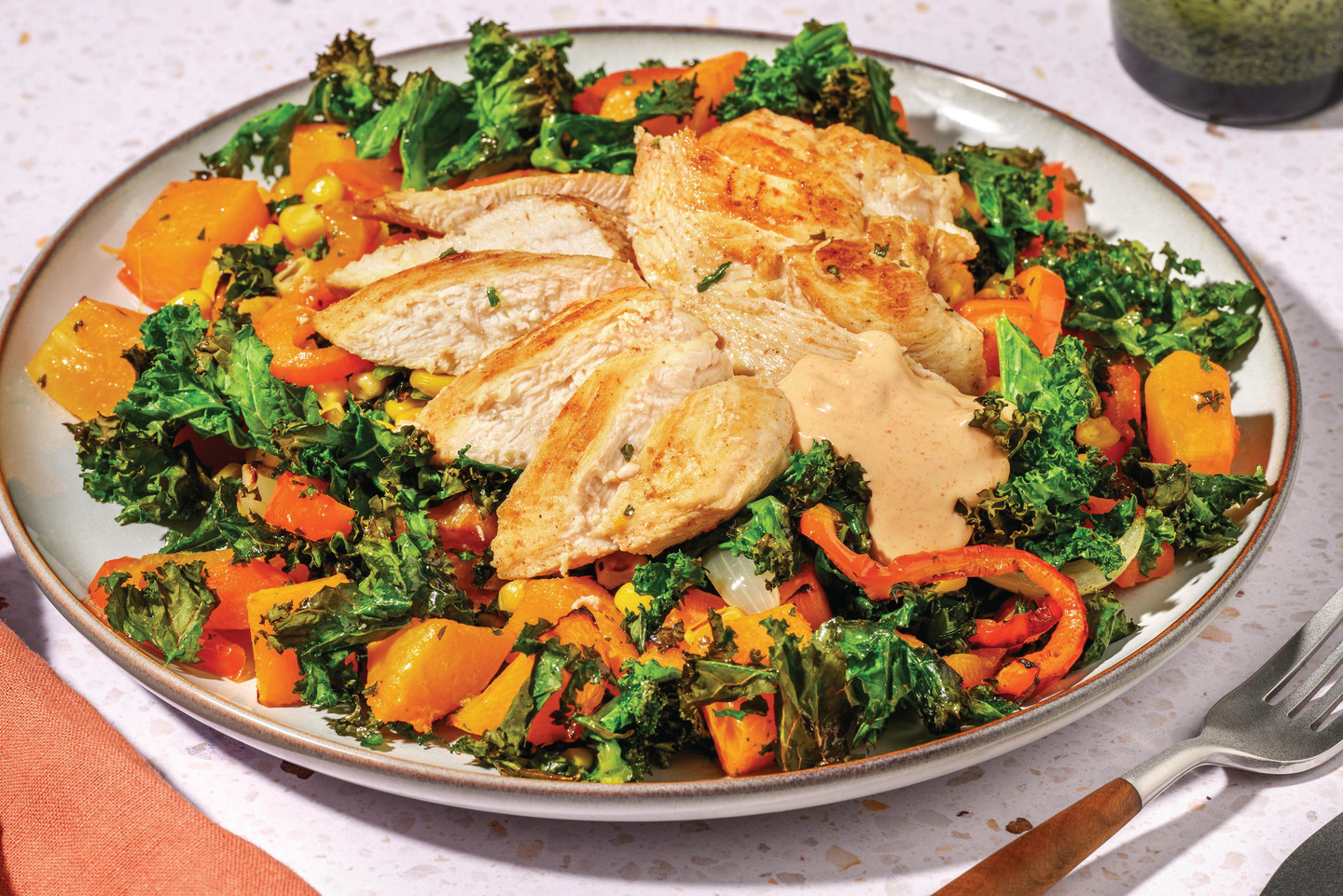 Spiced Chicken & Capsicum-Kale Toss