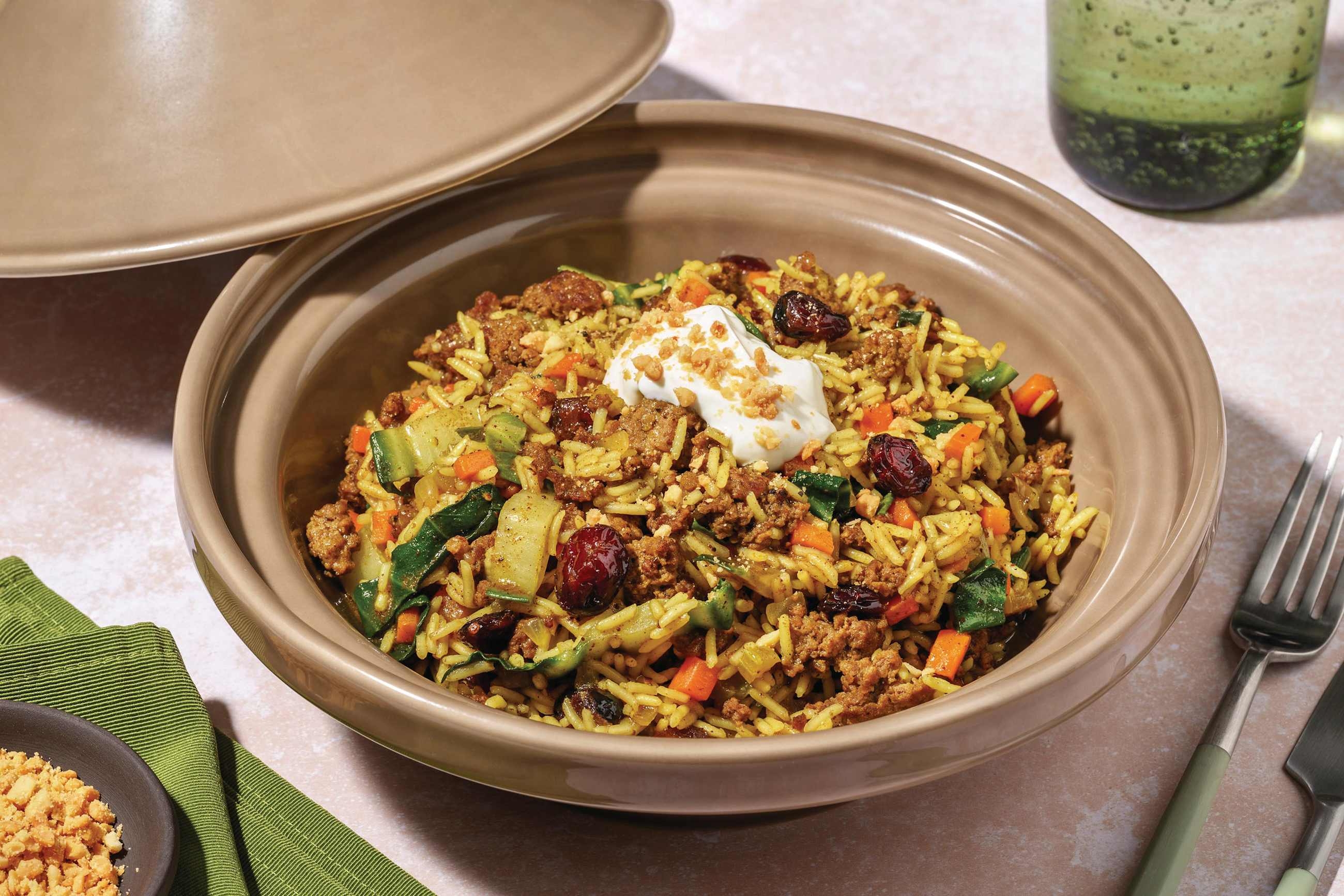 One-Pot Lamb & Veggie Jewelled Biryani 