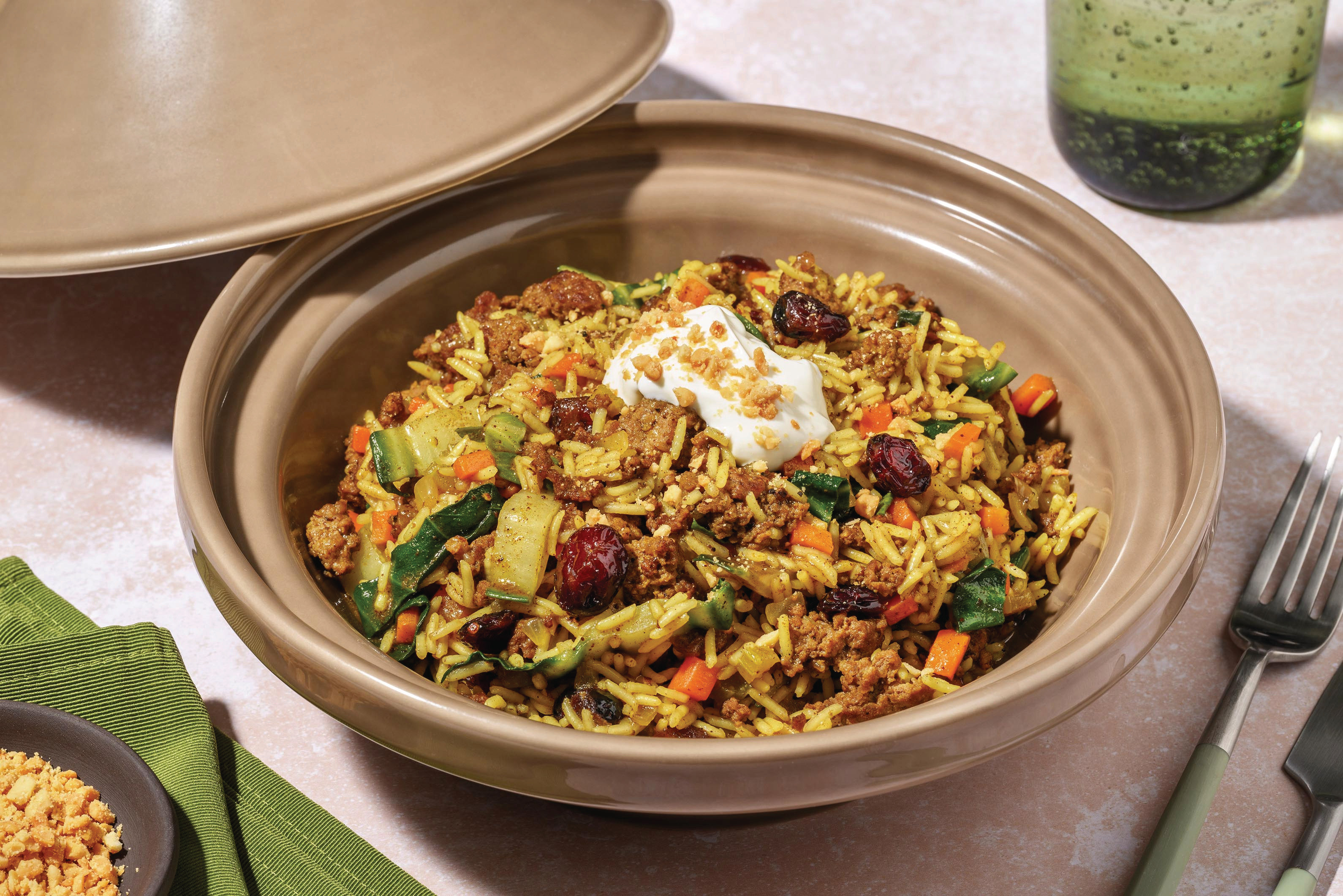One-Pot Plant-Based Mince & Veggie Jewelled Biryani