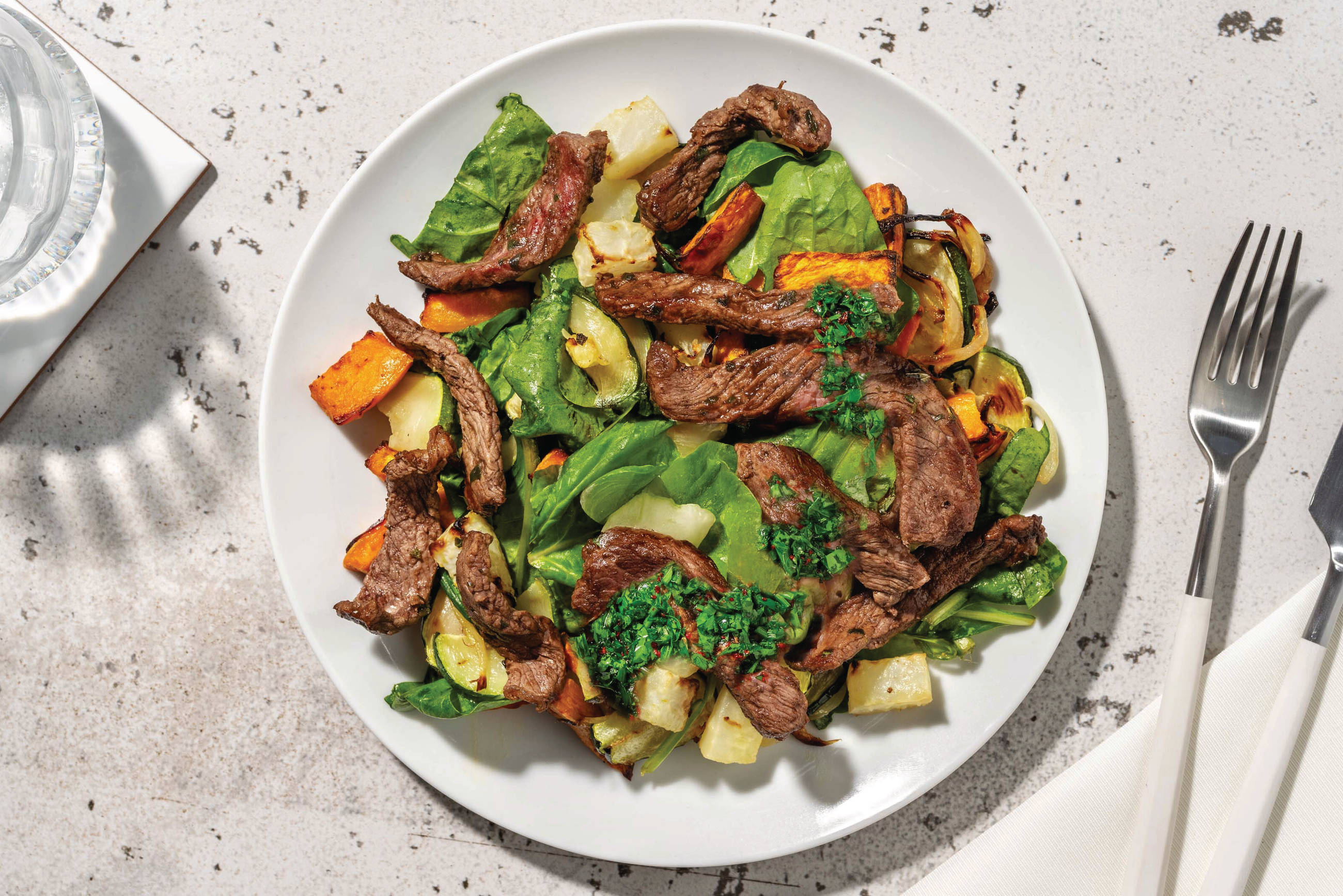 Herbed Halloumi & Roast Veggie Toss