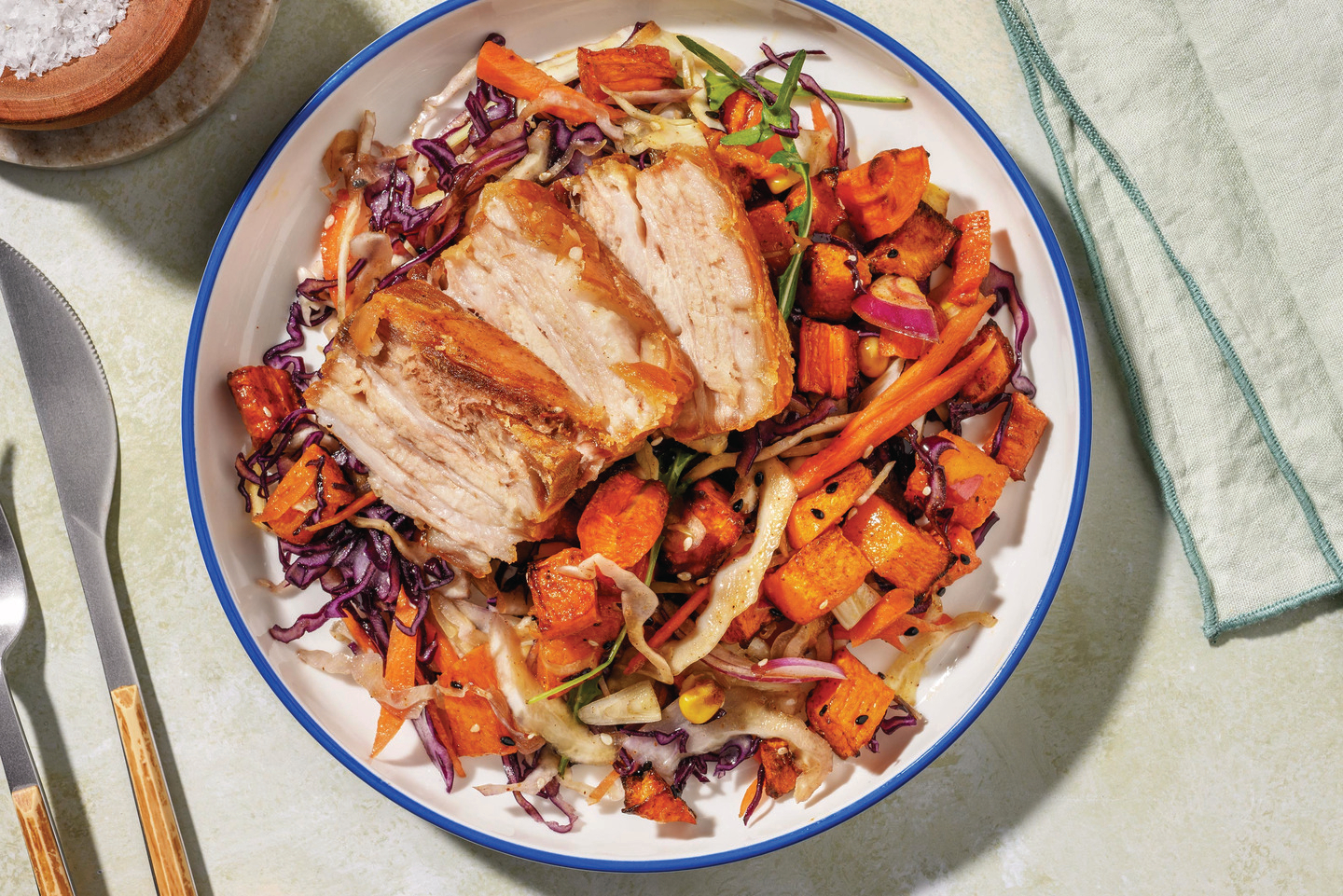 Crispy Double Pork Belly & Pumpkin Slaw