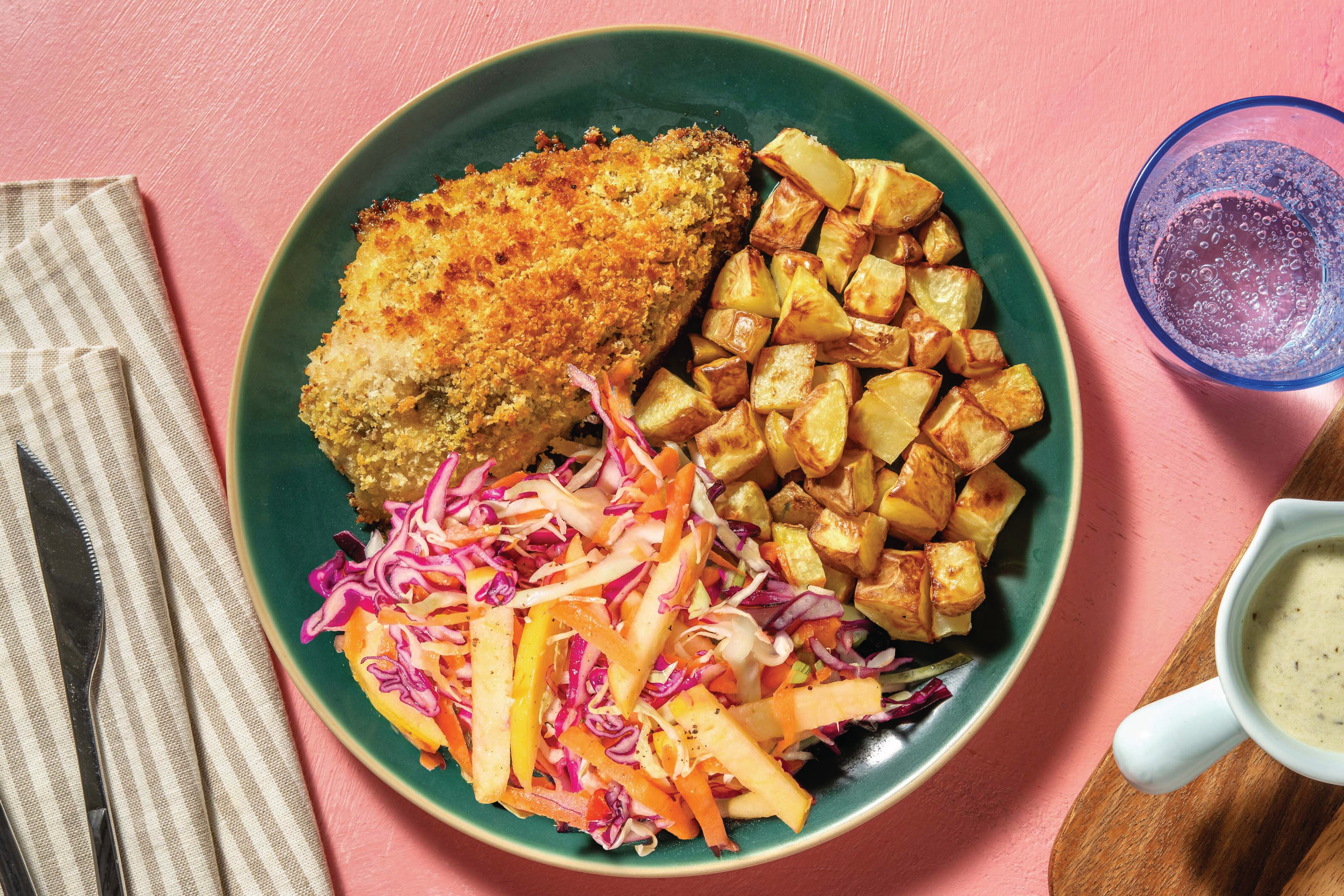 HelloHero: Pesto-Crusted Chicken & Salad