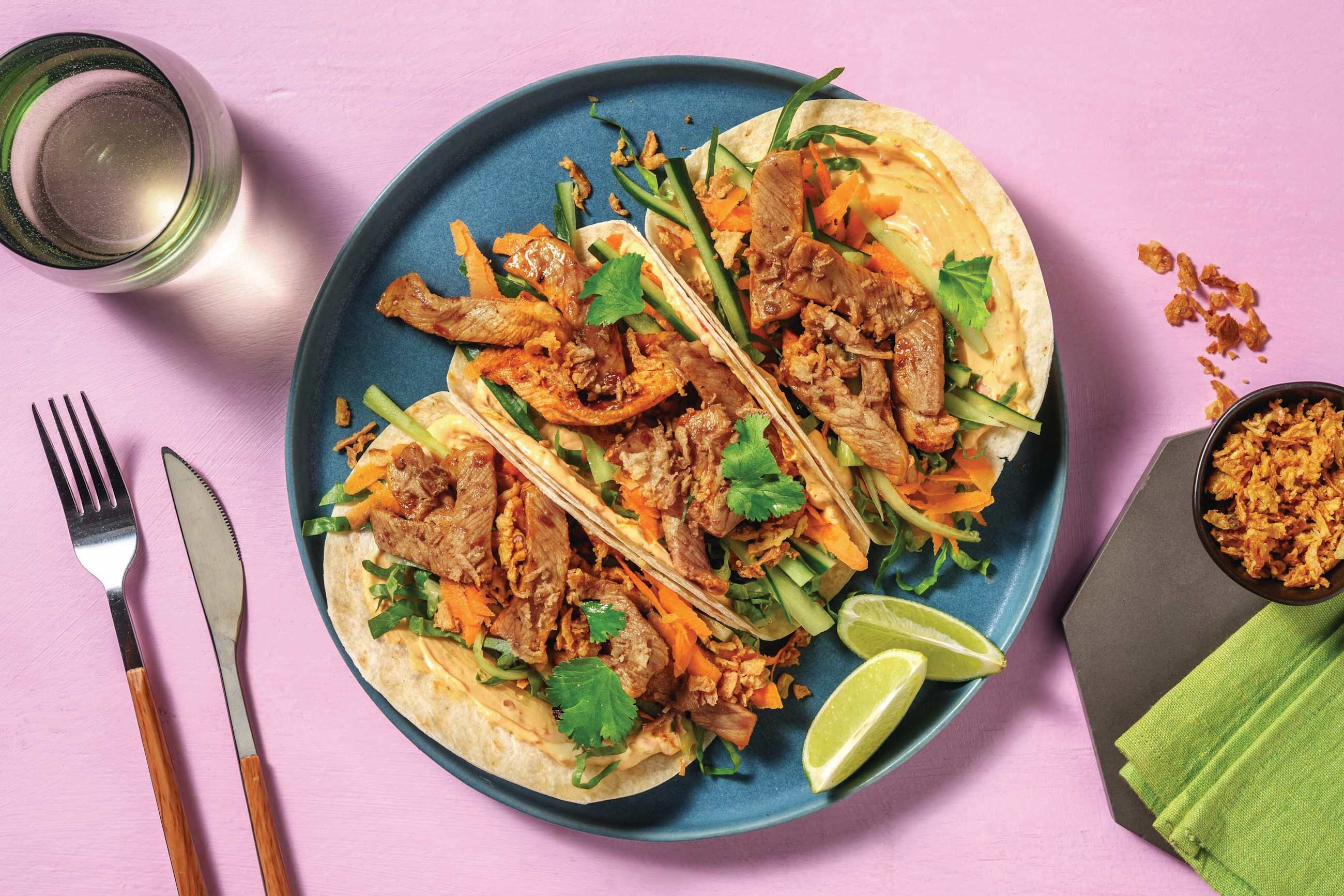 Garlic Plant-Based Mince & Pea Pod Tacos