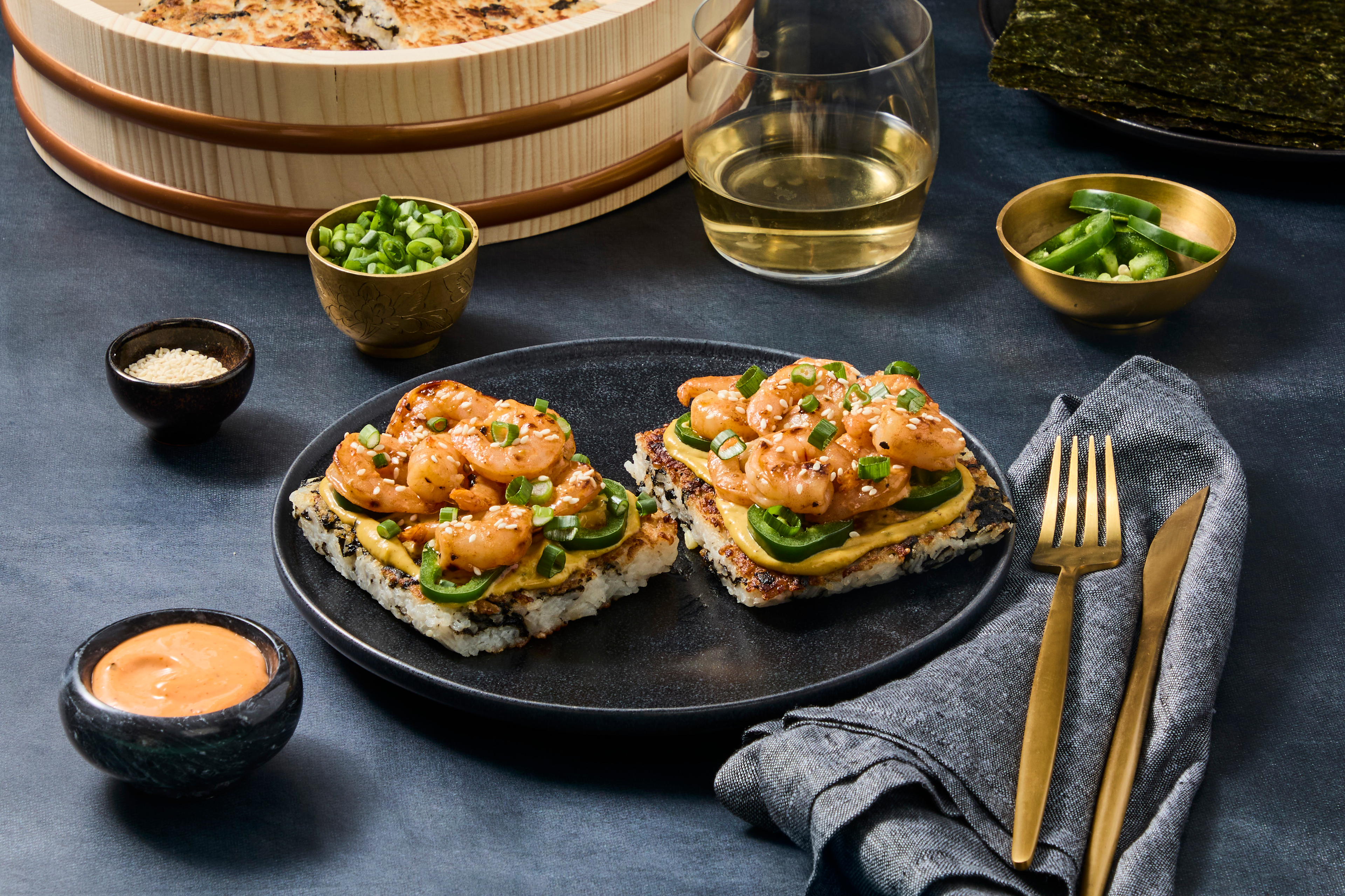 Crispy Sesame Rice & Sweet Heat Shrimp