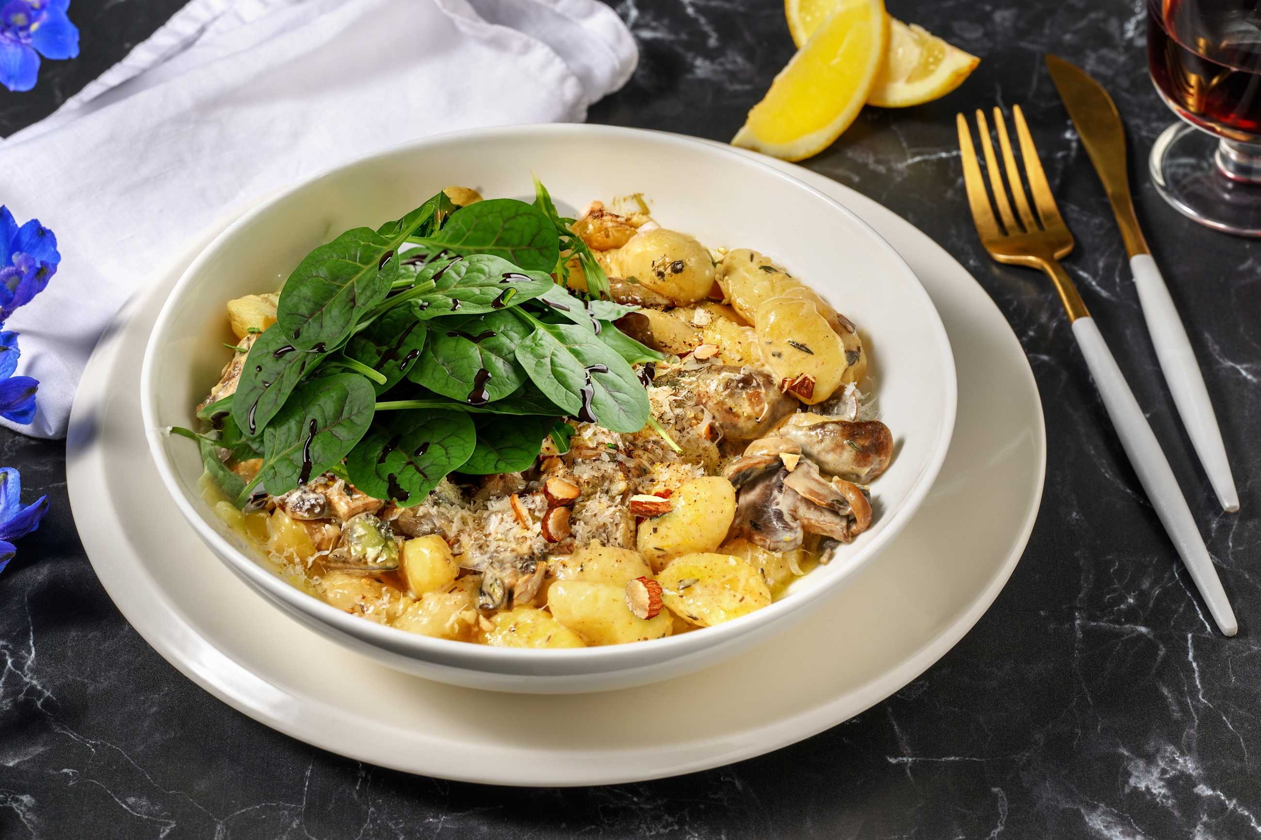 Pan-Fried Gnocchi & Creamy Mushrooms