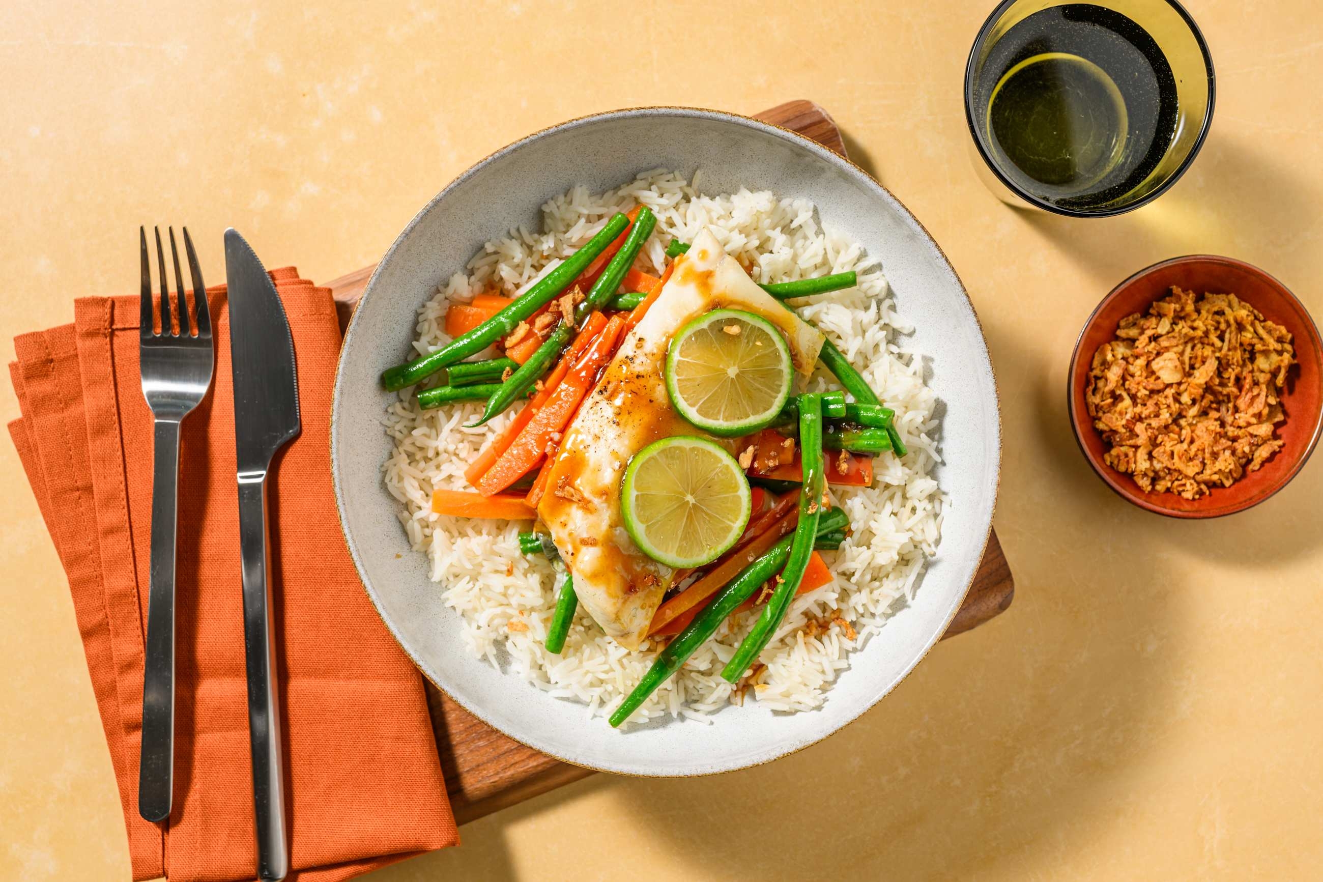 Asian-Style Fish En Papillote & Rice