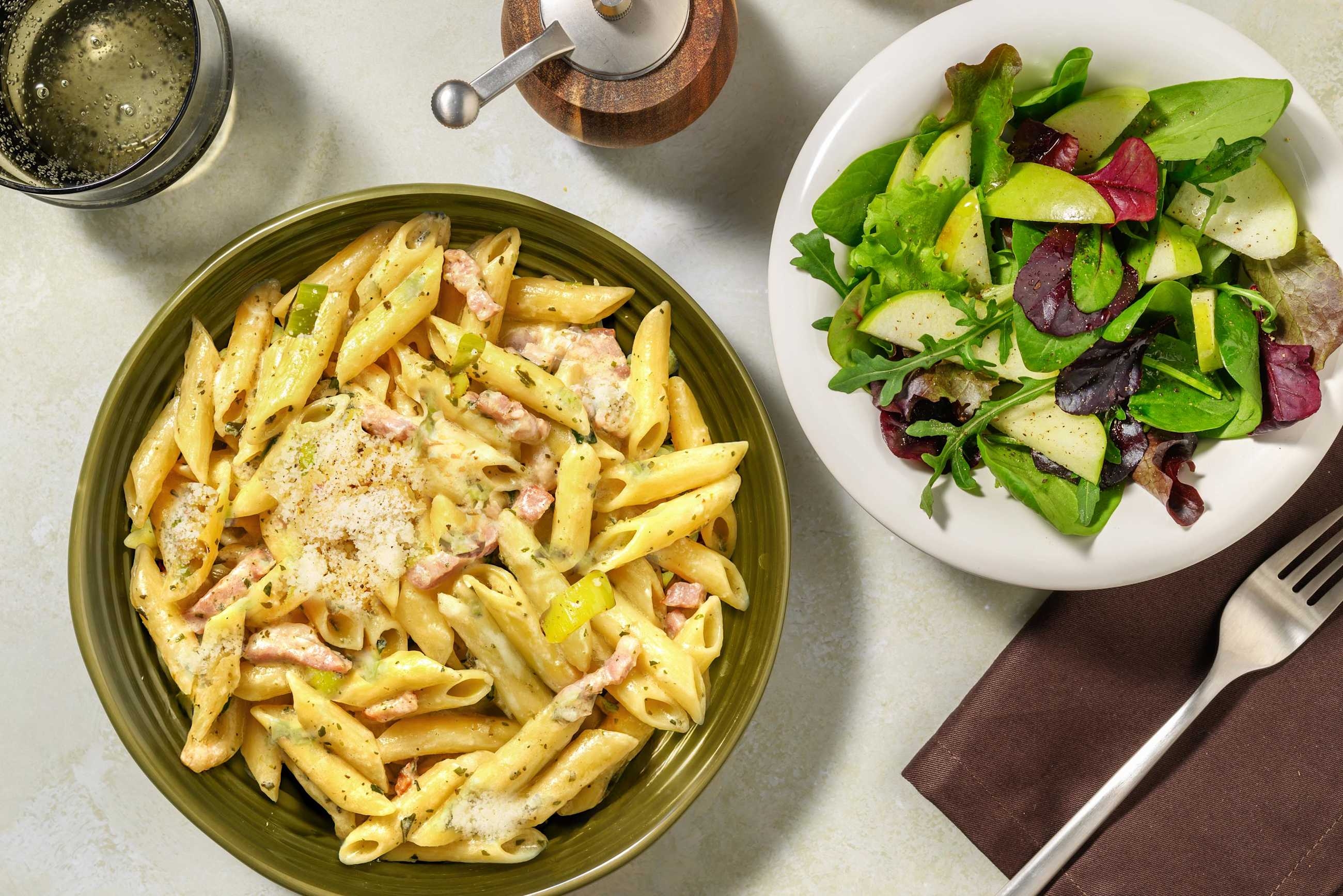 Creamy Bacon & Basil Pesto Pasta