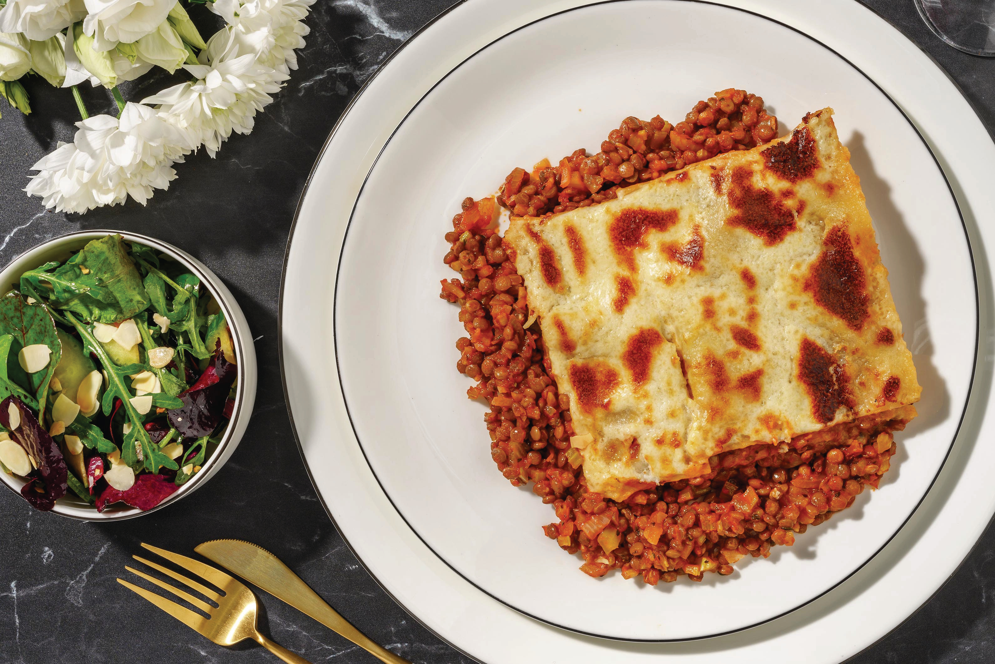 Rich Lentil & Red Wine Jus Lasagne