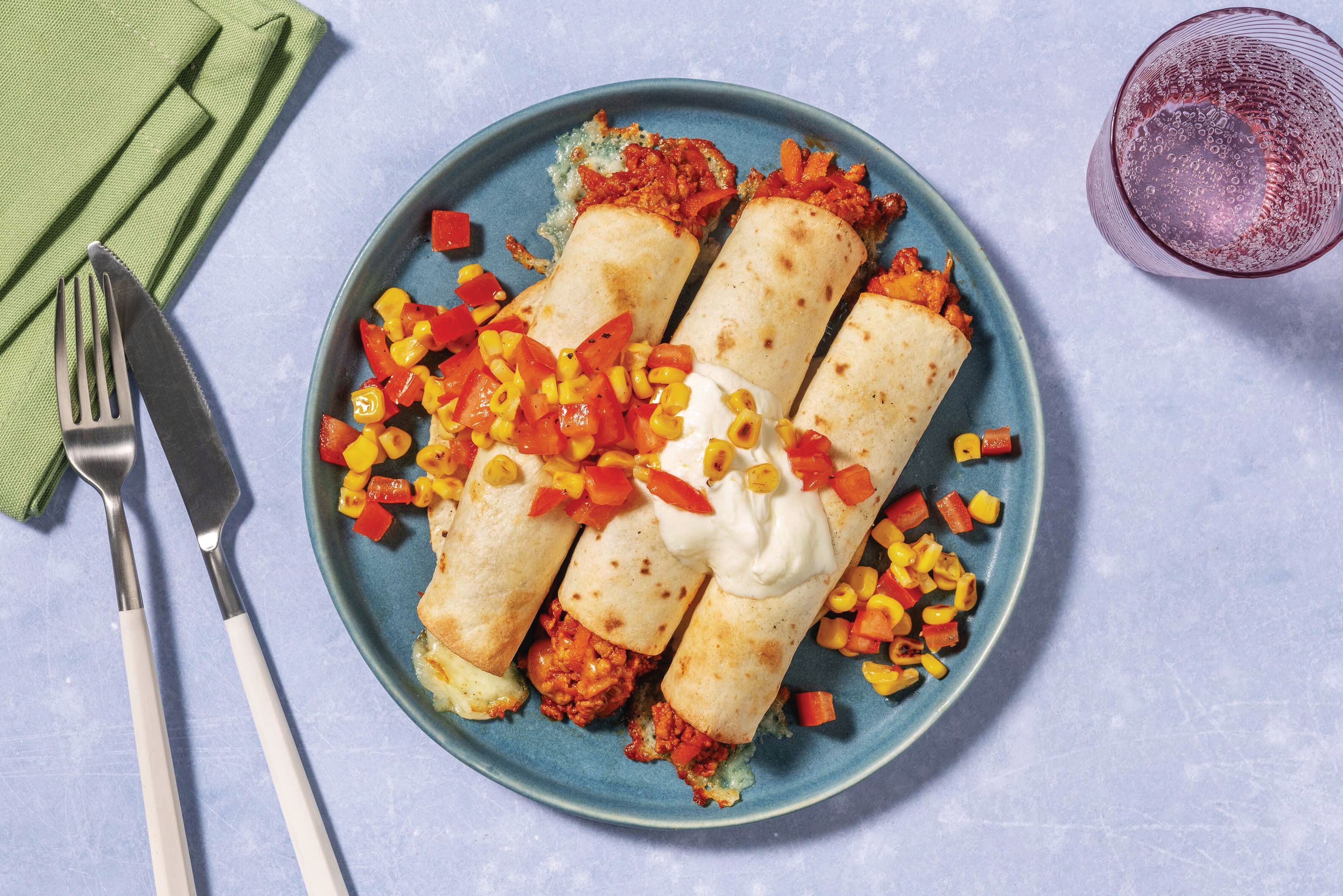 BBQ Pork & Cheddar Tortilla Roll-Ups