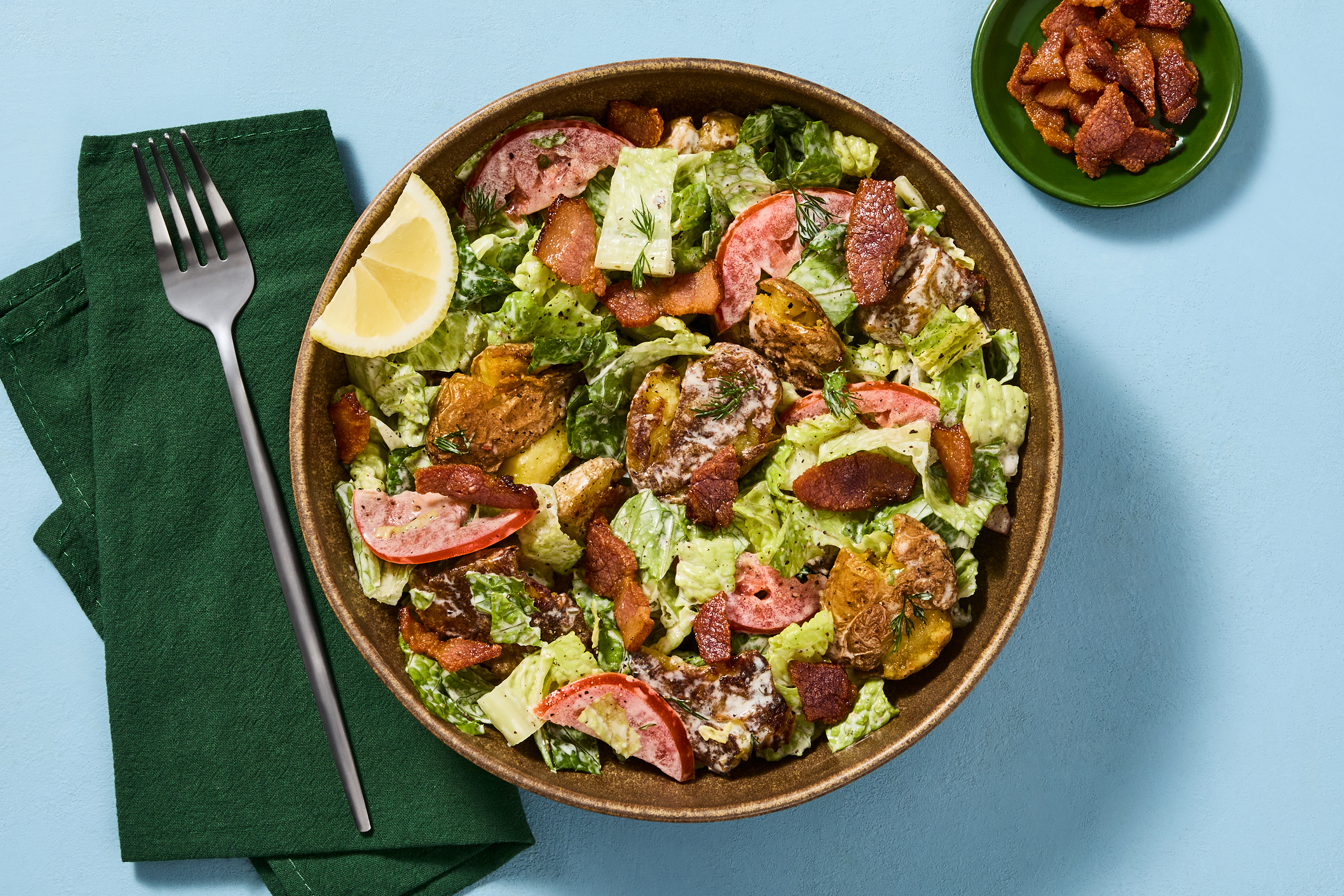 BLT Salad with Crispy Smashed Potatoes