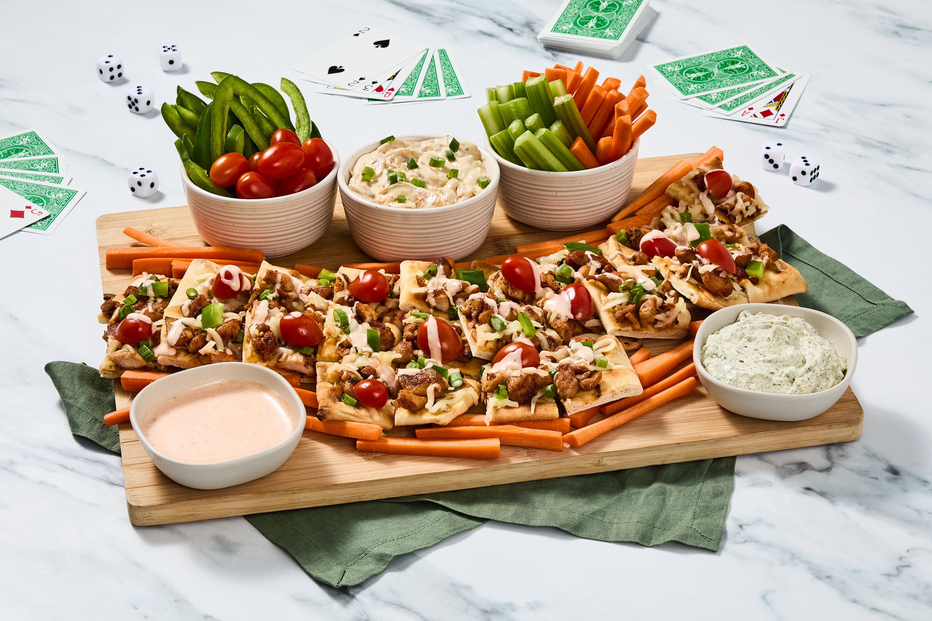 Buffalo Chicken Flatbread "Board Game"