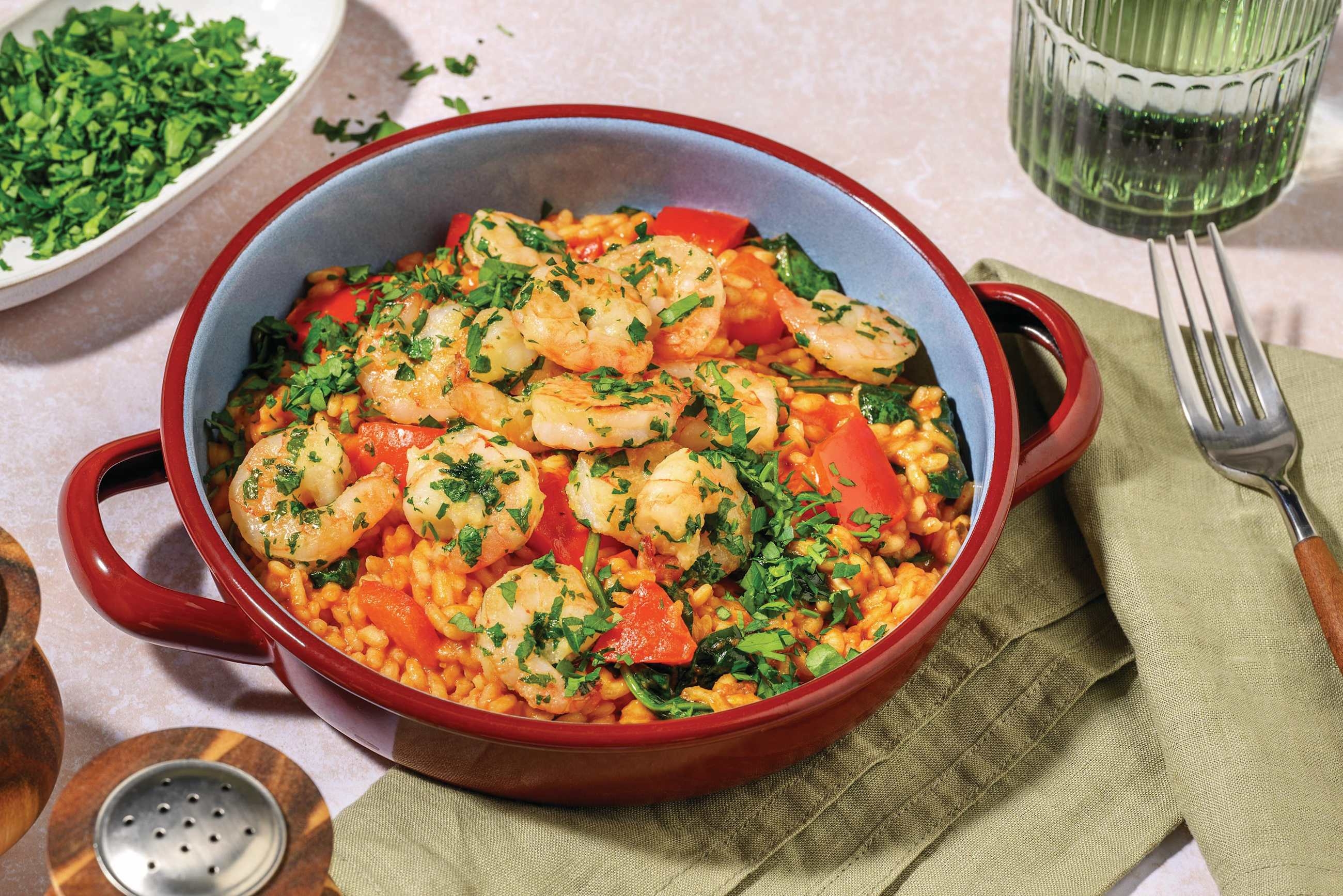 Paella-Style Garlic Prawn & Chicken Risotto