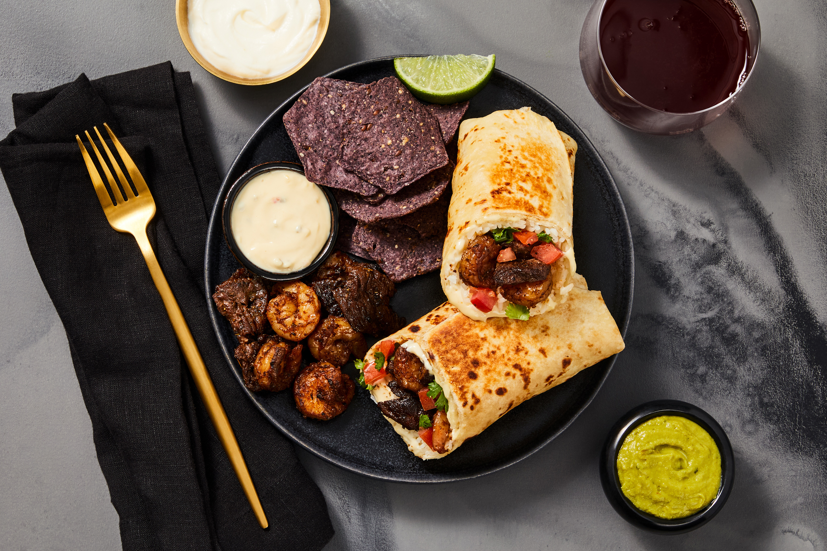 Seared Steak & Shrimp Burritos