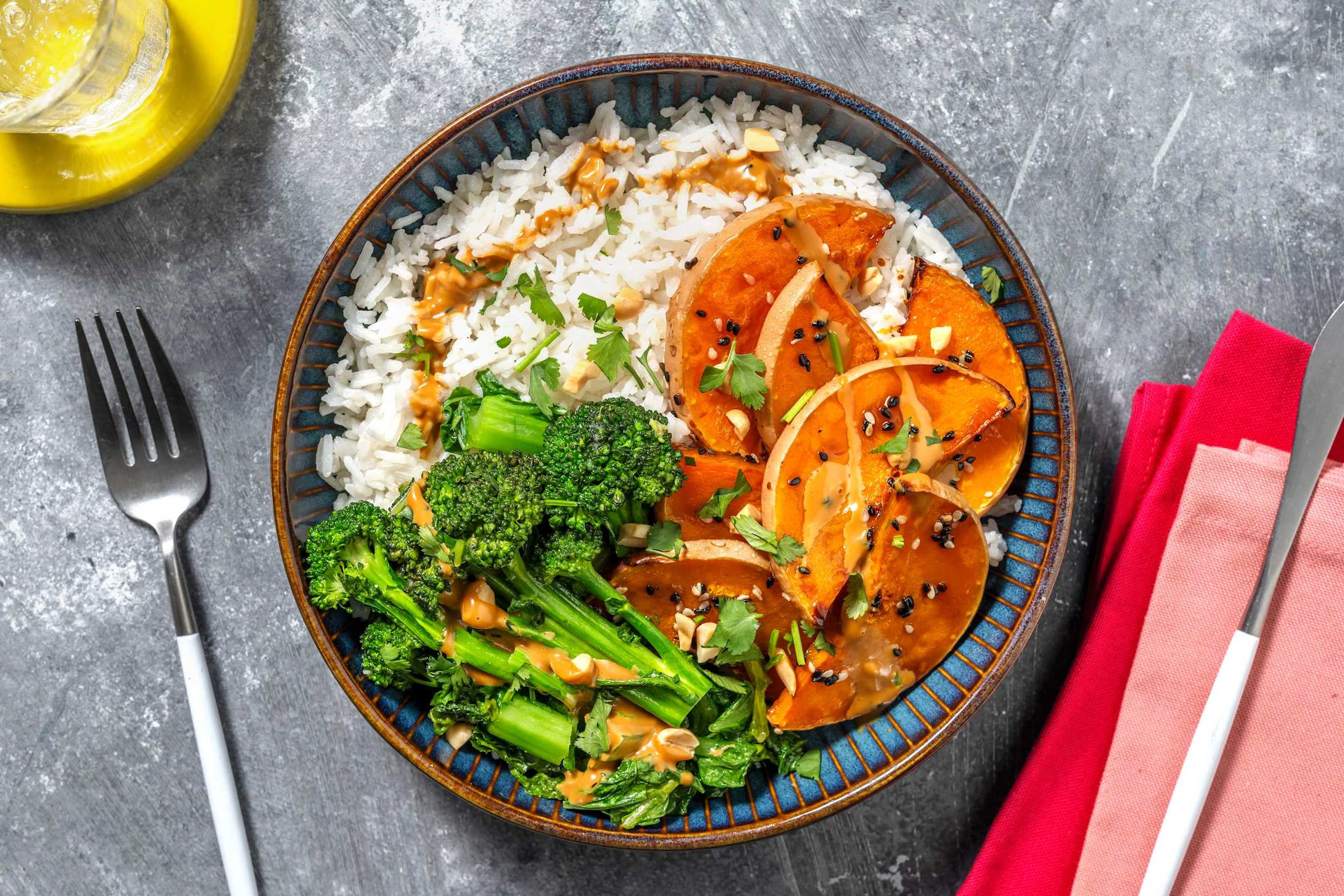 Honey-Soy Pumpkin, Tofu & Plant-Based Aioli