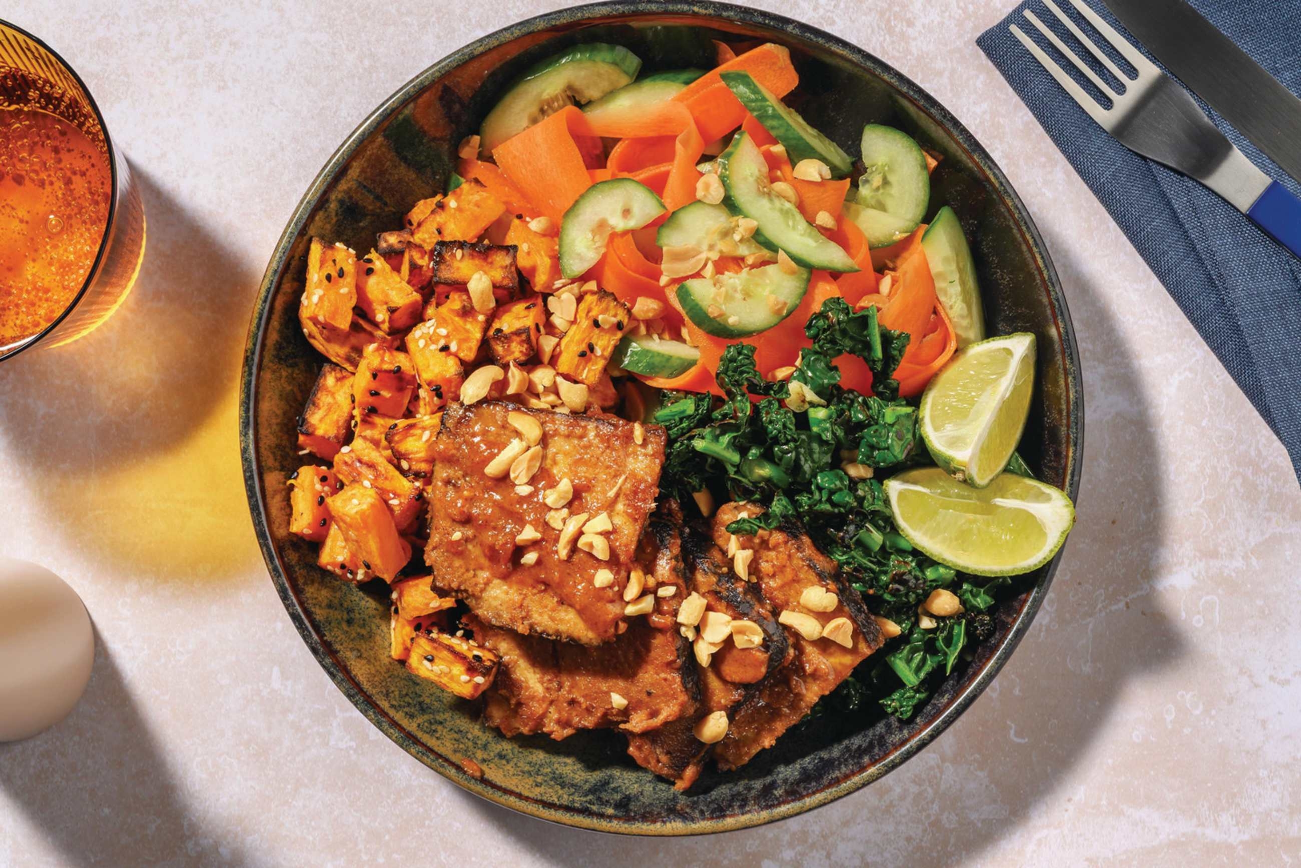 Satay Tofu & Roasted Sweet Potato Bowl