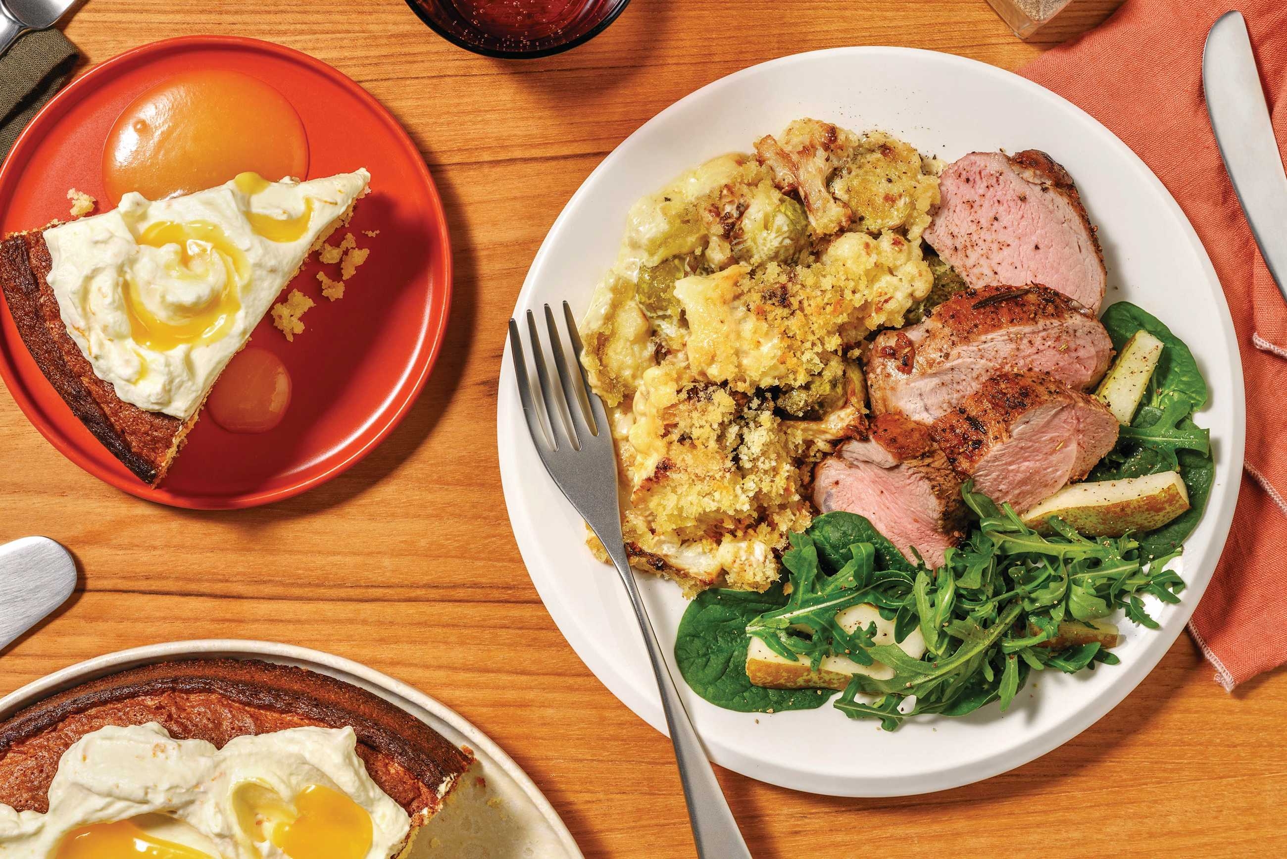 Pork Tenderloin & Brussels Sprout Gratin for Dinner