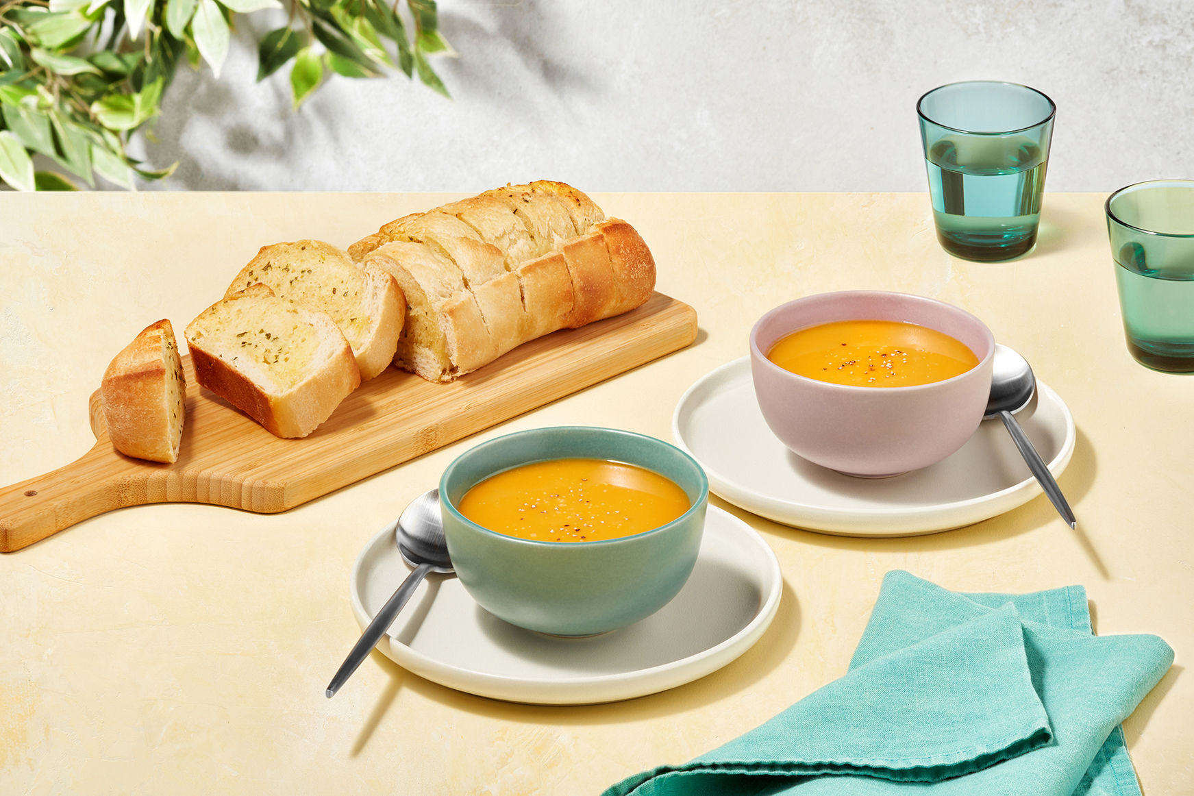 Classic Butternut Soup & Garlic Bread