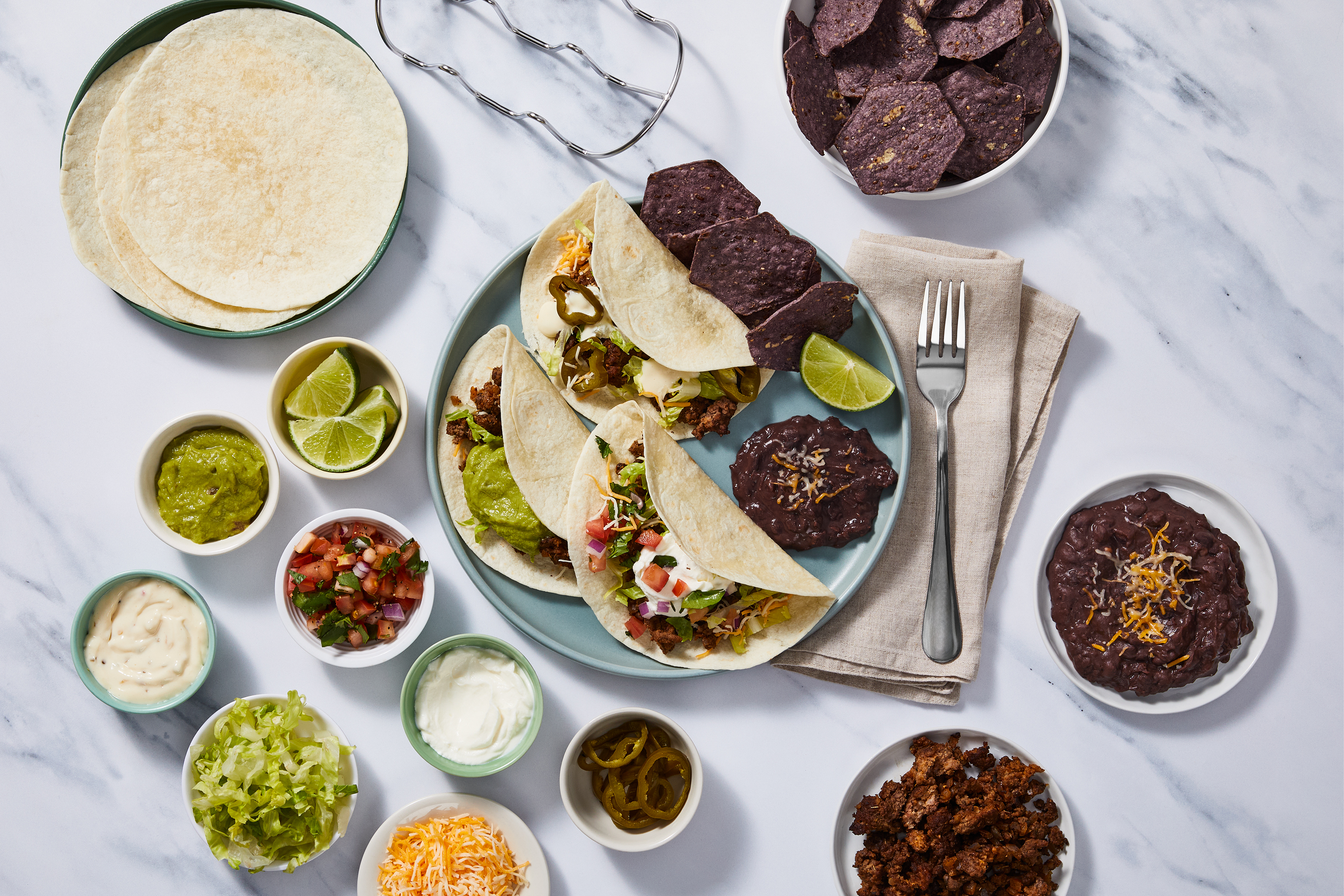 Loaded Beef & Queso Taco Bar