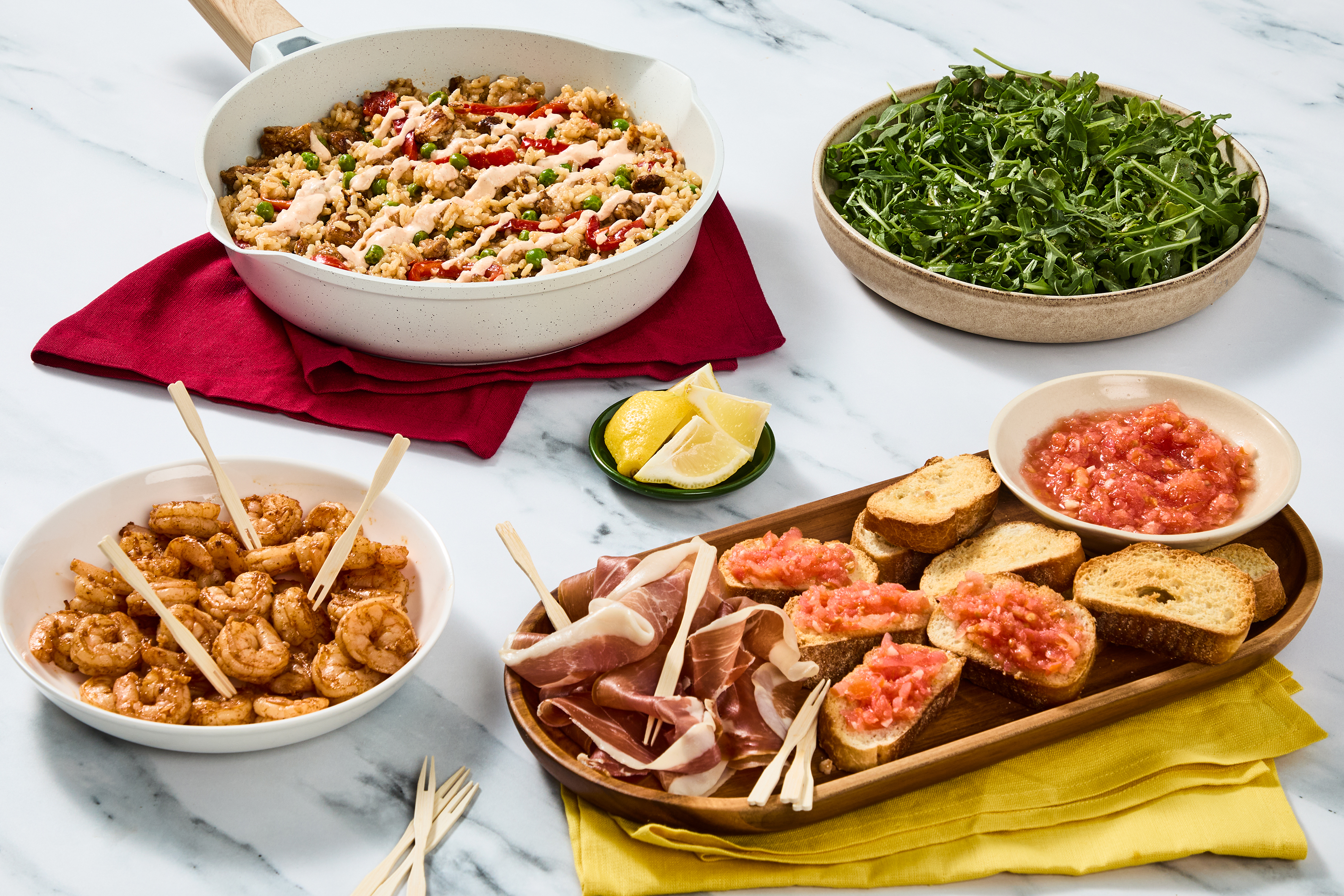 Chicken Paella & Garlic Shrimp Tapas