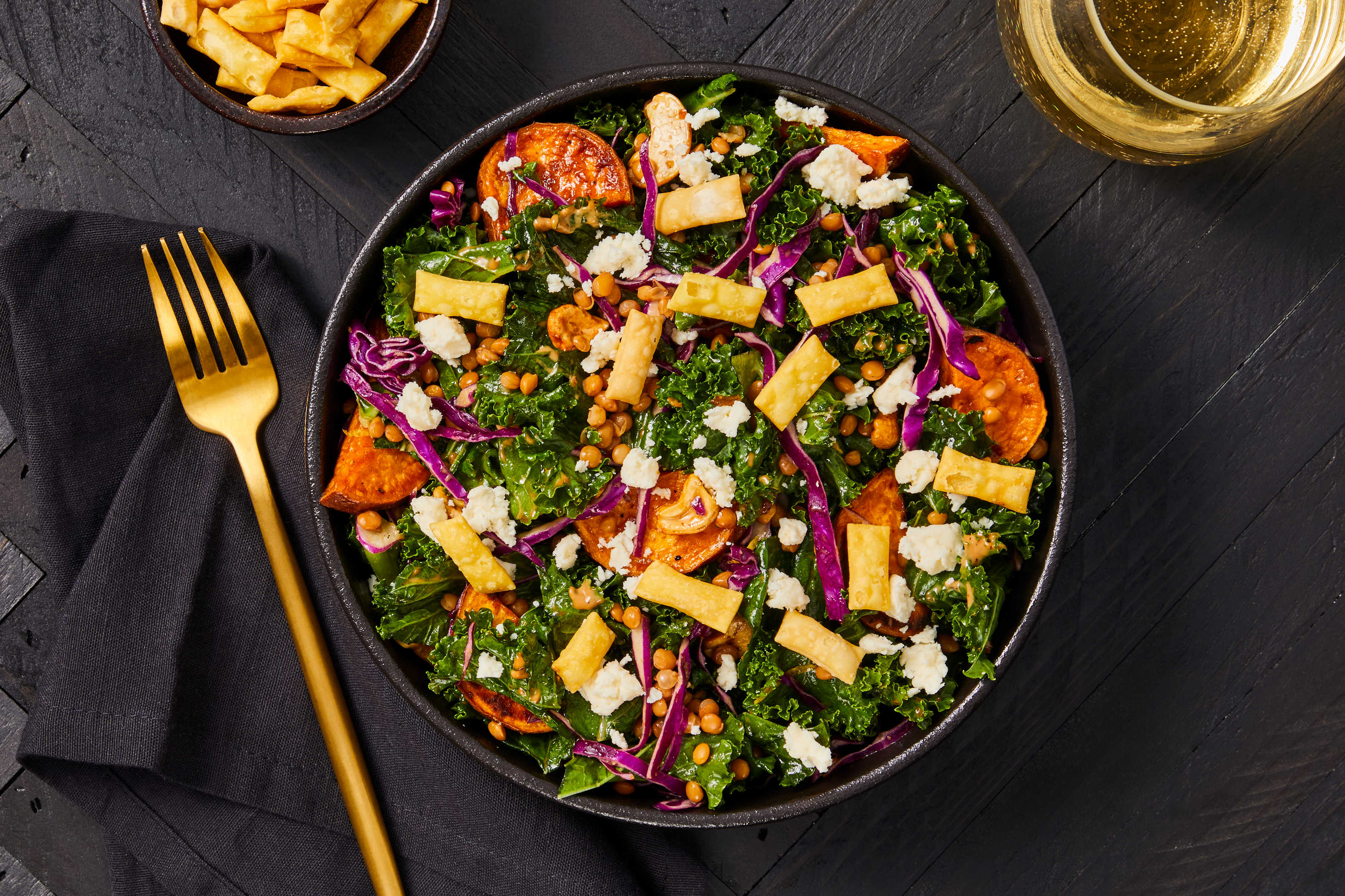 Warm Lentil, Kale & Feta Salad