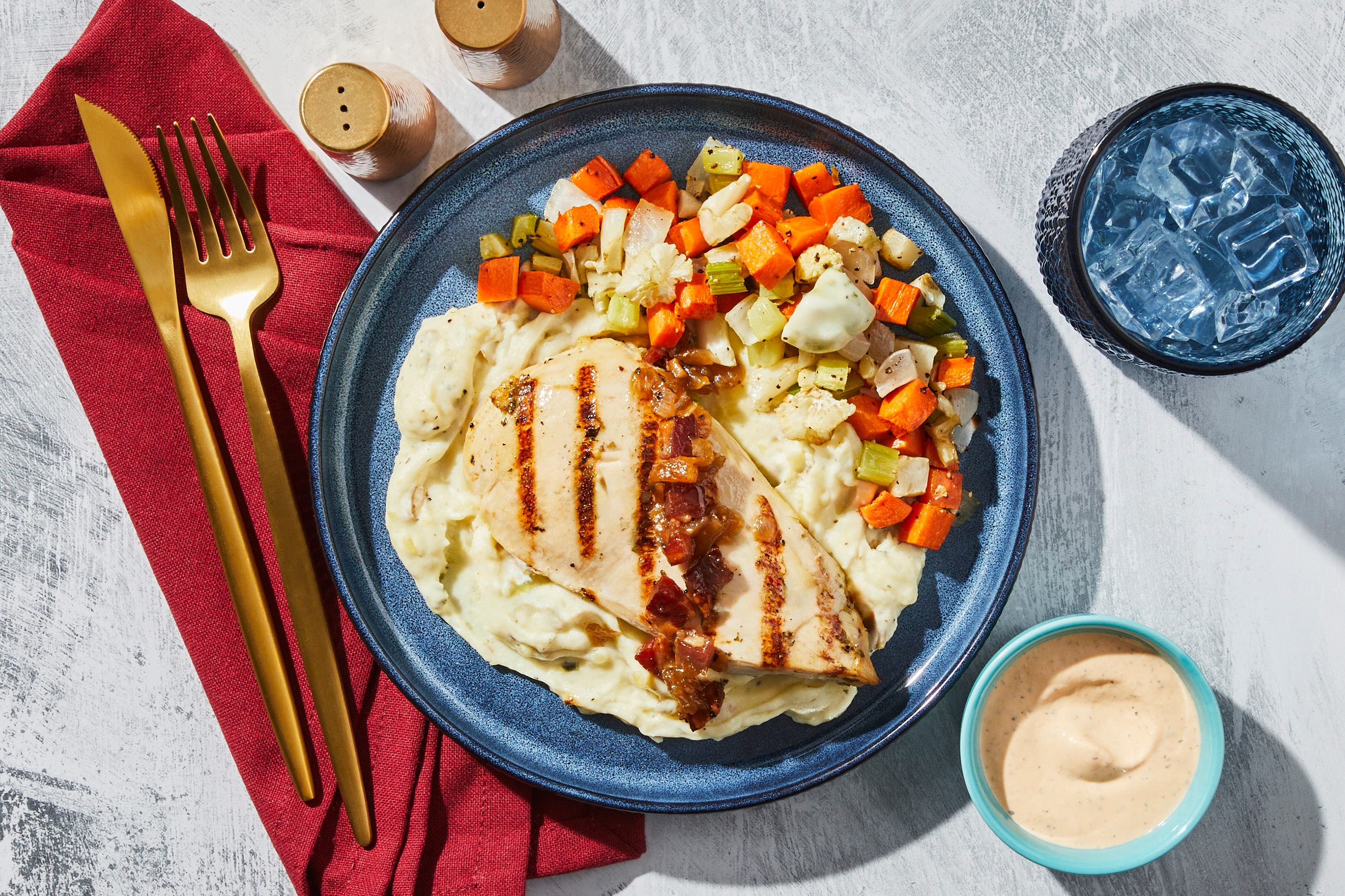 Buffalo-Style Sour Cream Chicken & Ranch Mash