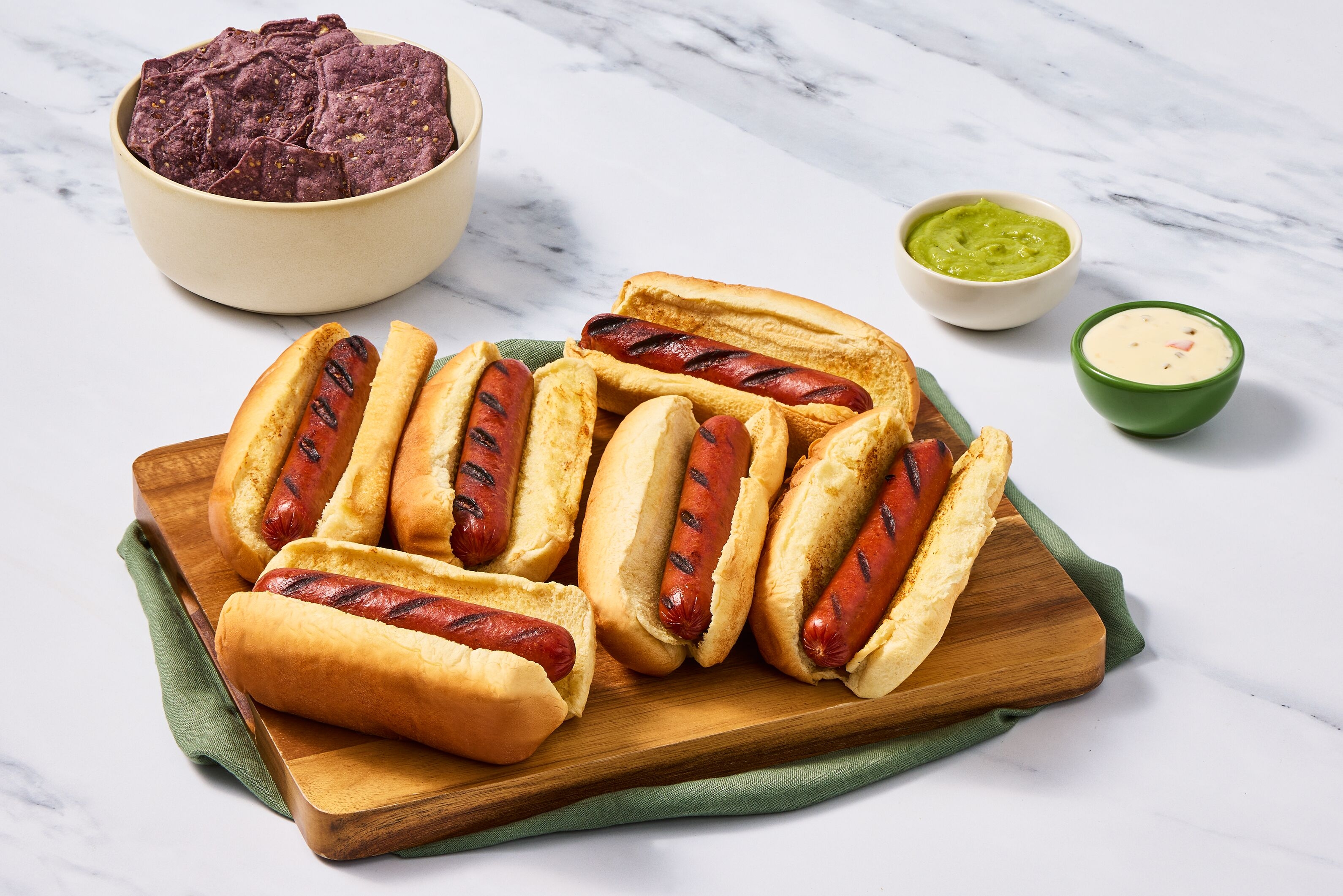 Grilled Hot Dogs with Queso & Guac
