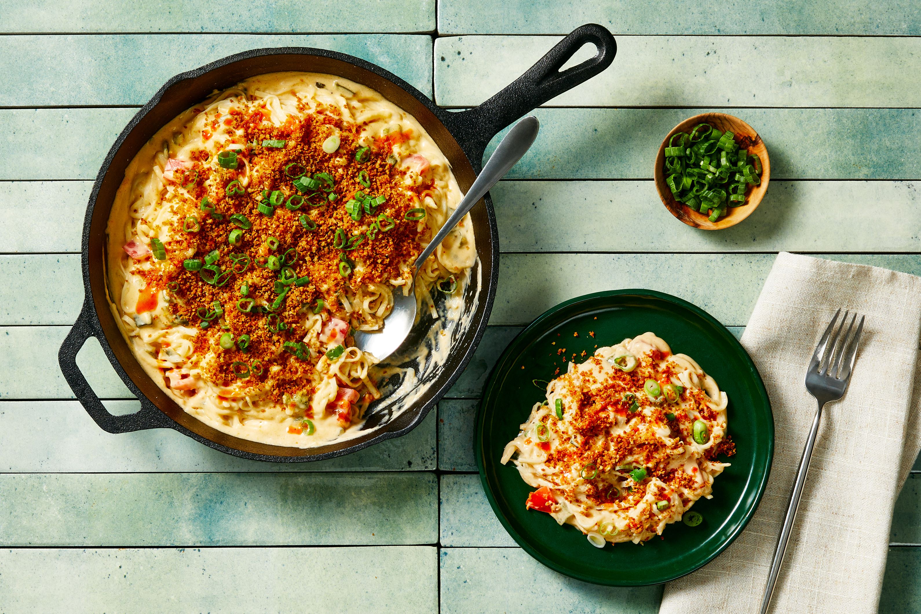 Cheesy Tex-Mex Ramen Skillet