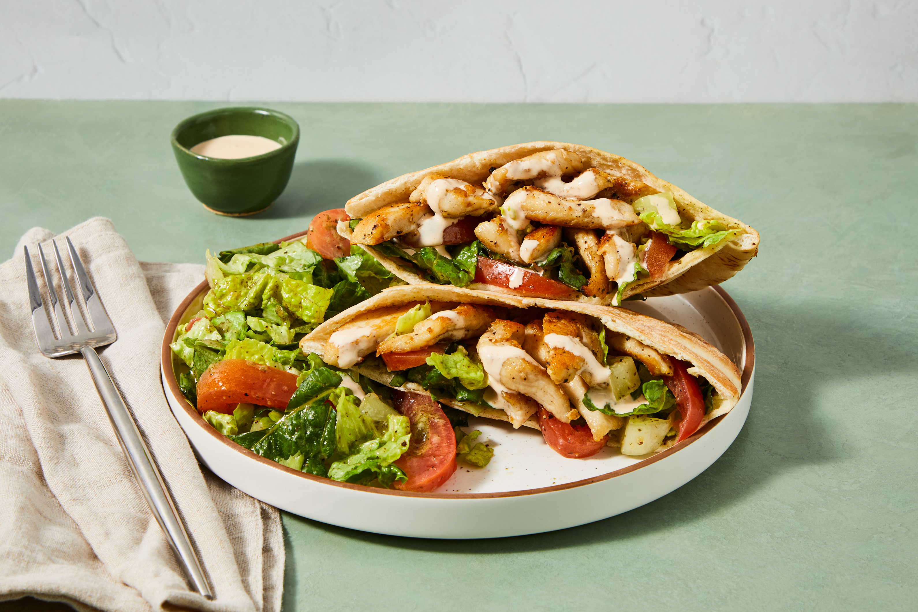 Chicken Pita Pockets with Spicy Mayo