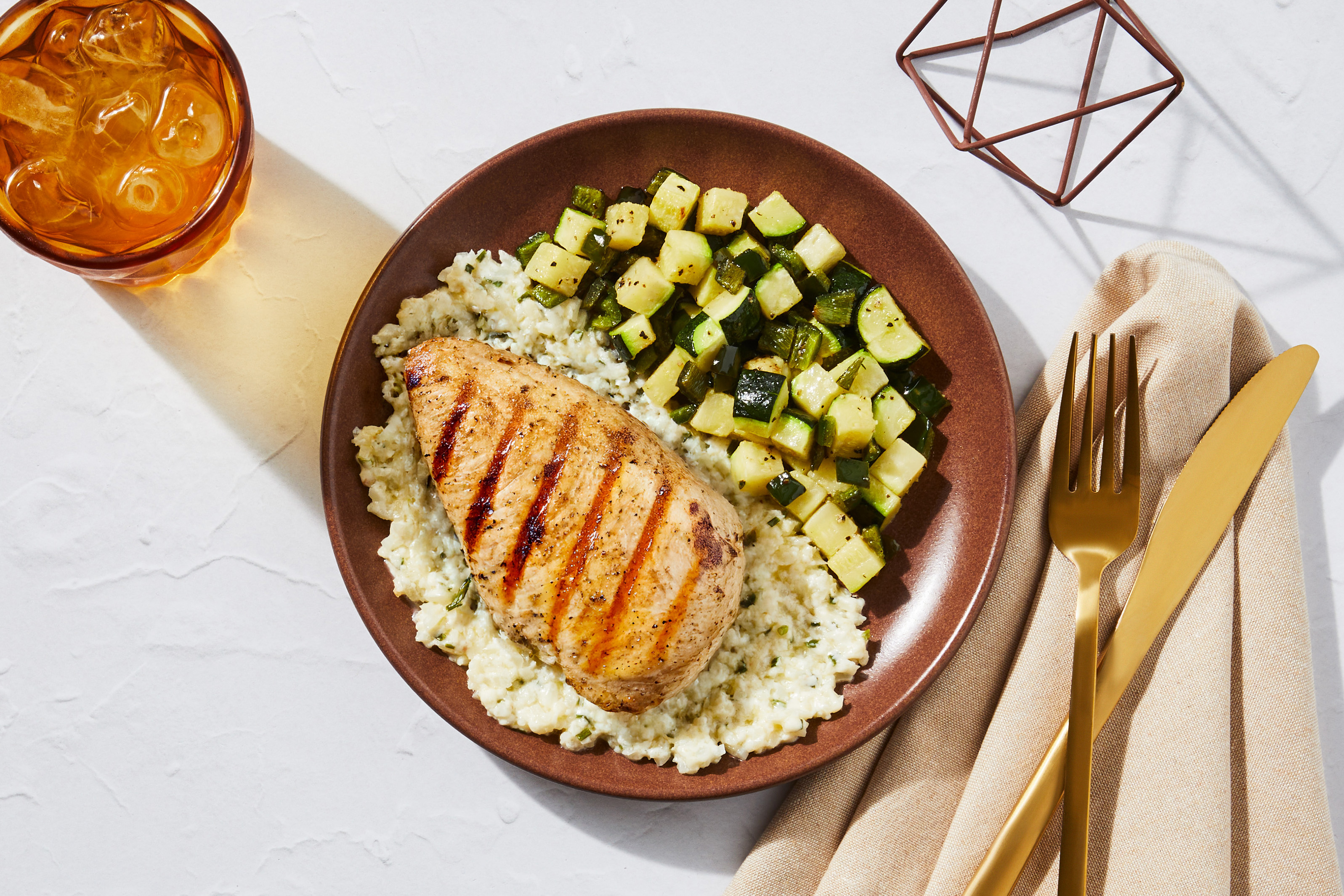 Grilled Chicken Breast & Smoked Cheddar Cauli Grits