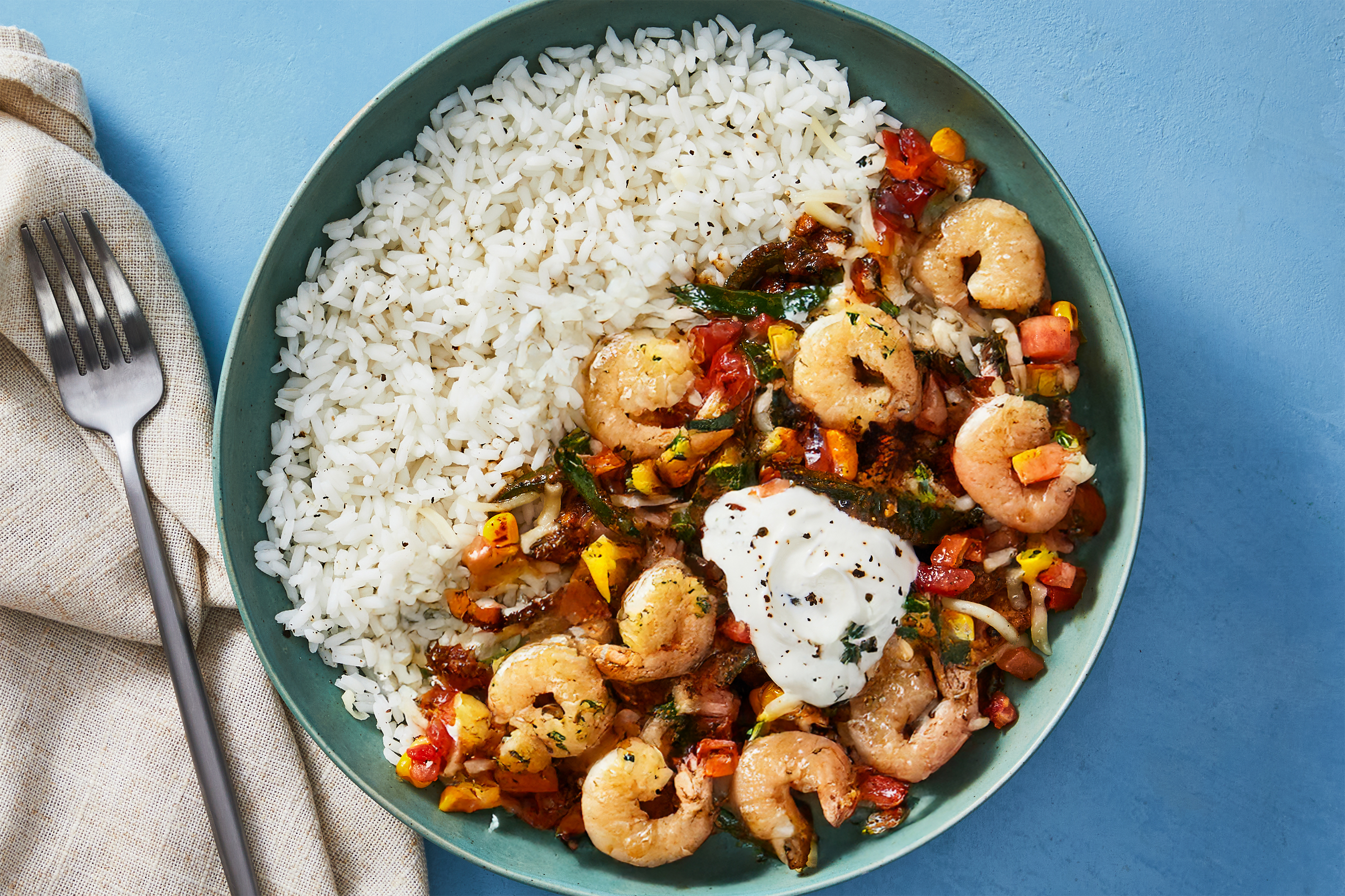 Southwest Shrimp & Green Pepper Bowls