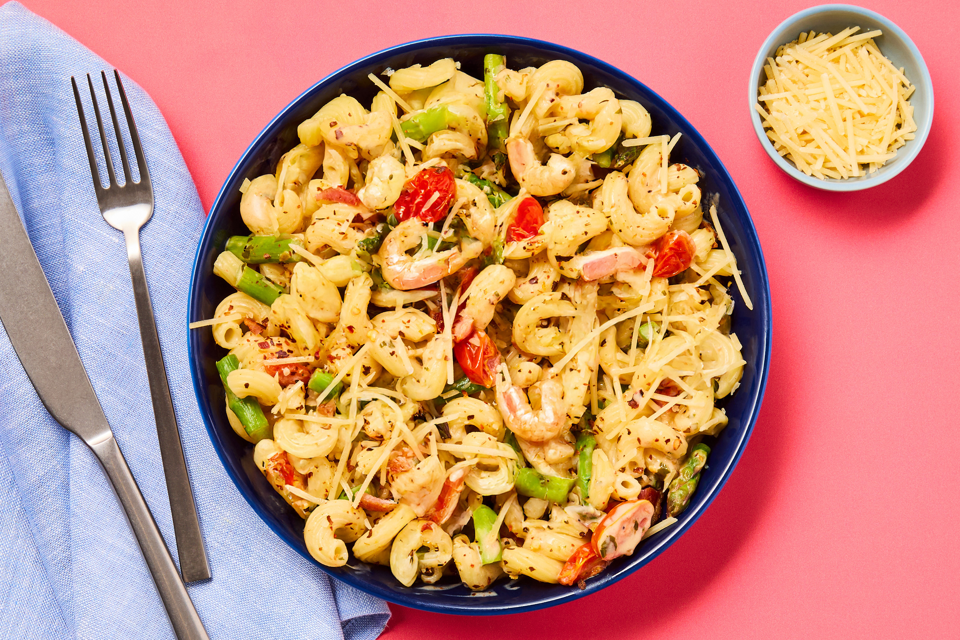 Shrimp, Bacon & Asparagus Cavatappi