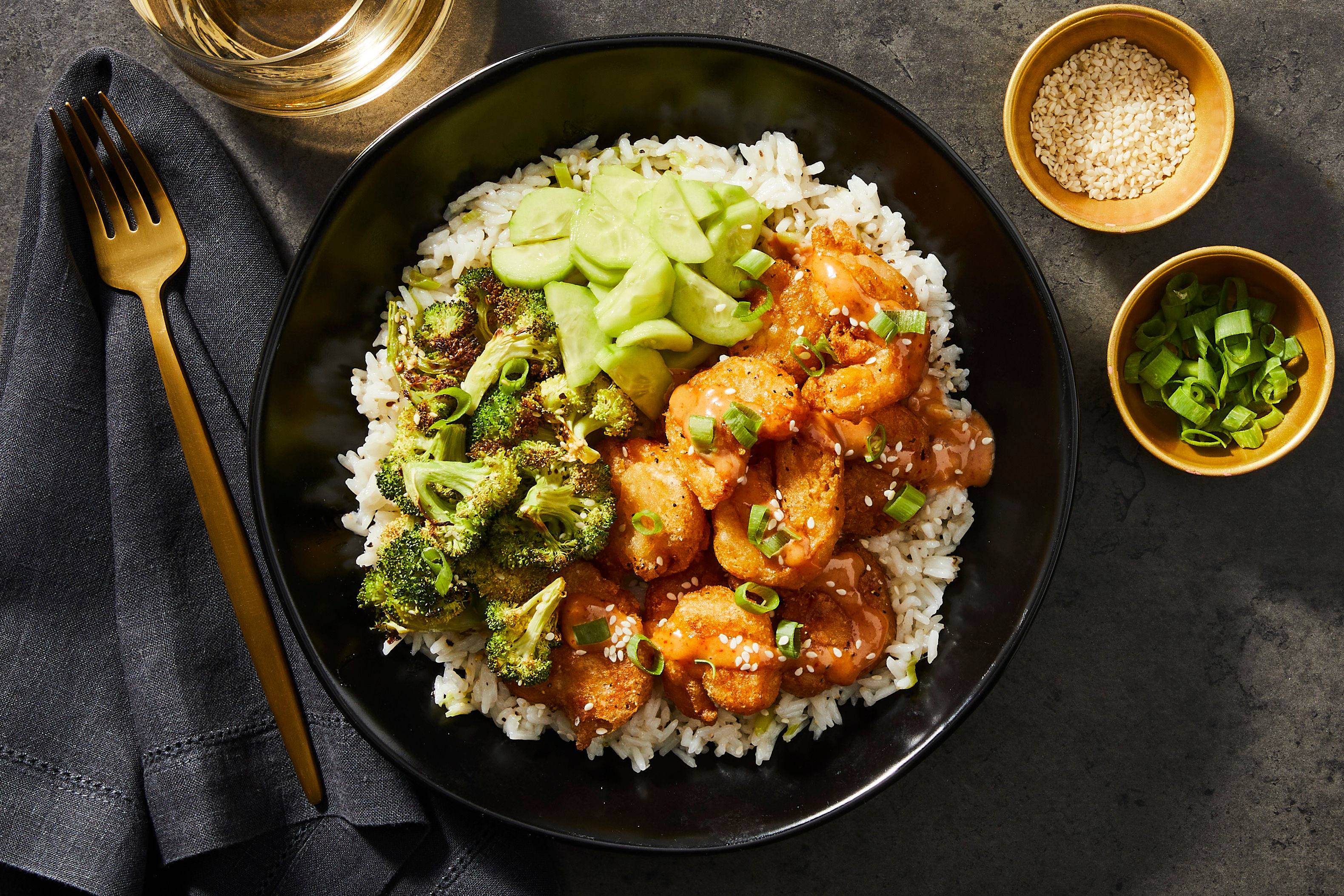 Sweet Heat Chicken Tempura Bowls