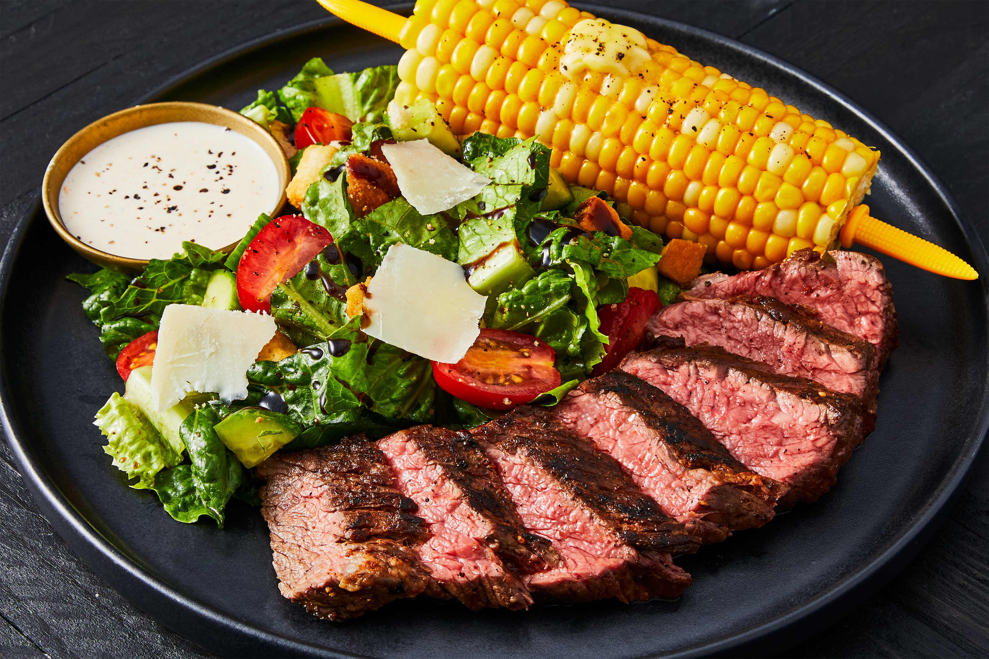 Steak & Lemon-Parmesan Corn on the Cob