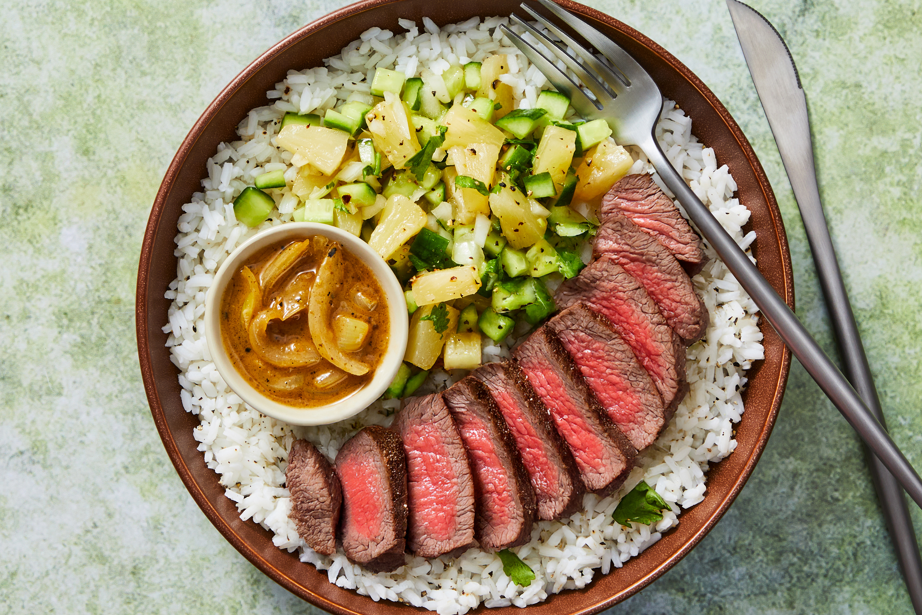Bavette Steak & Pineapple Mojo Sauce