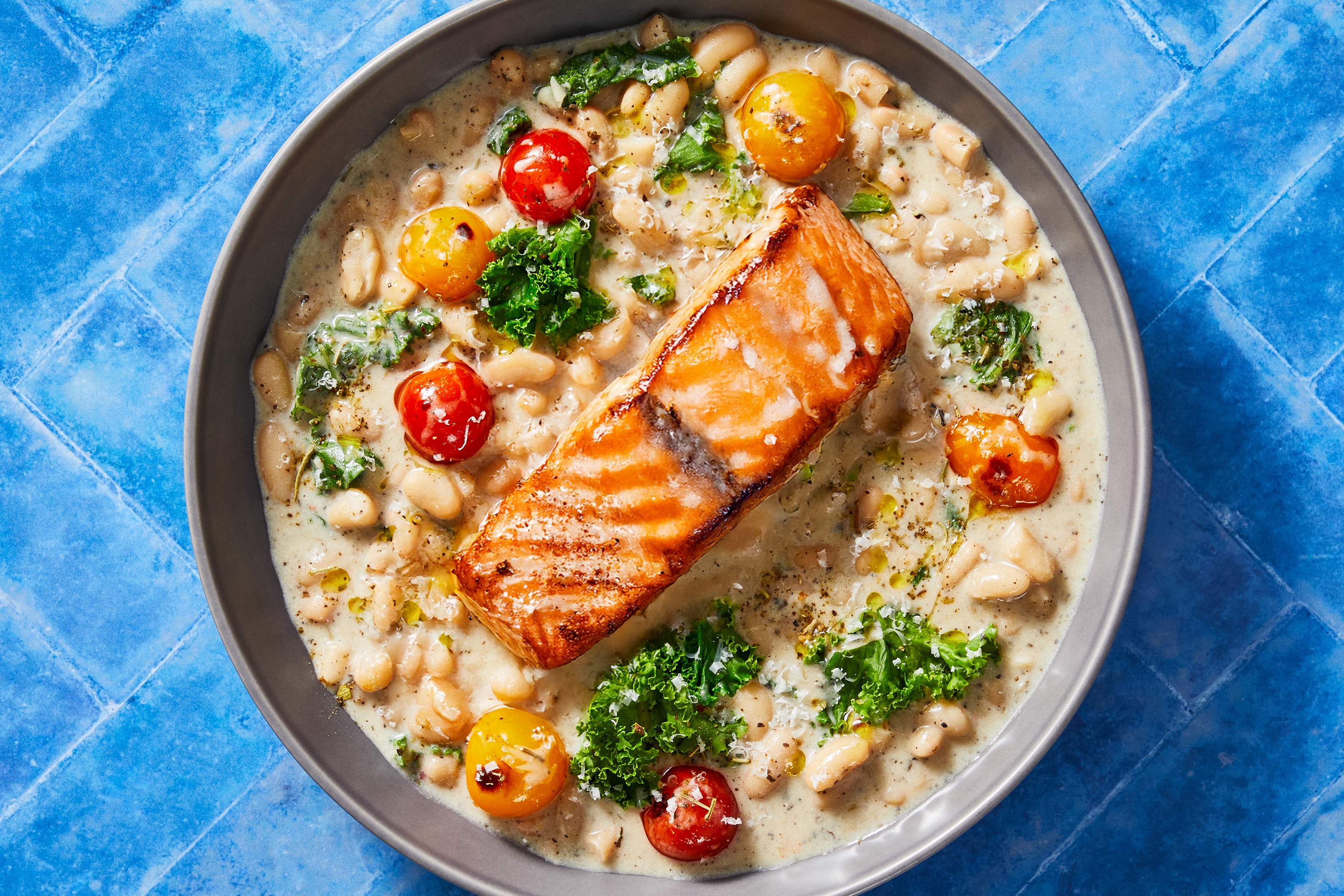 Tuscan Salmon & Stewed White Beans