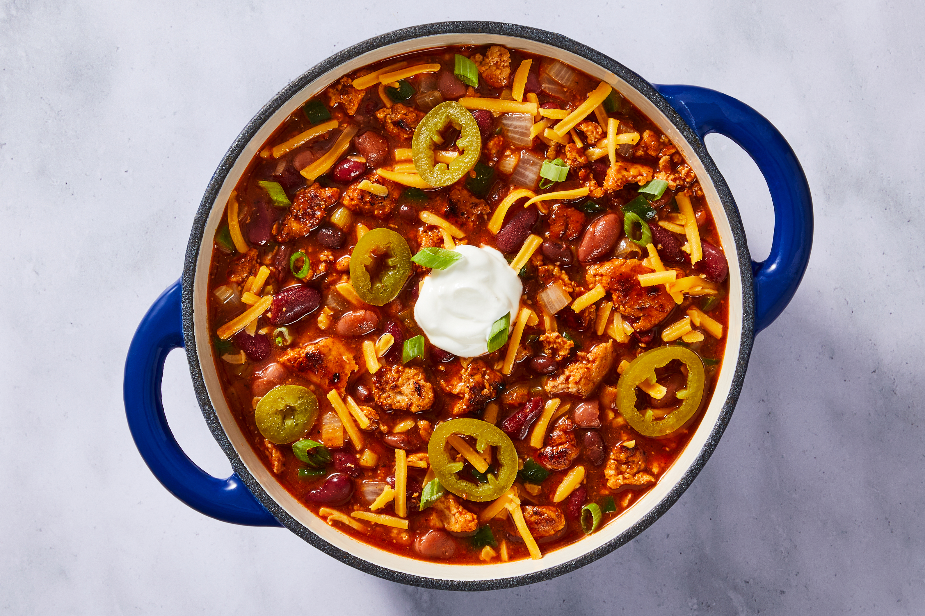 One-Pot Loaded Three-Bean Turkey Chili