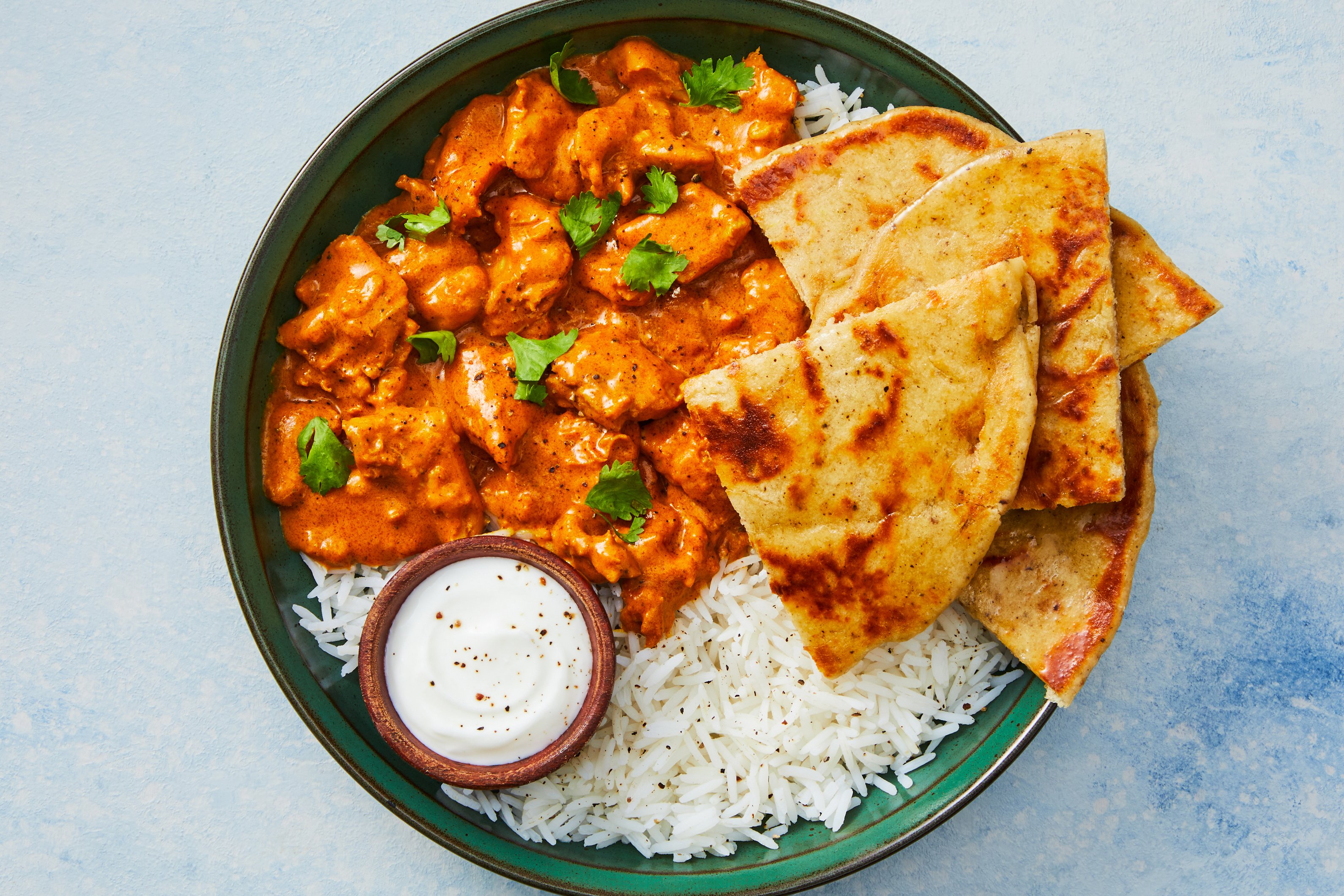 [PROTEIN DOUBLE DICED CHICKEN THIGHS] Butter Chicken & Homemade Garlic Naan with Basmati Rice