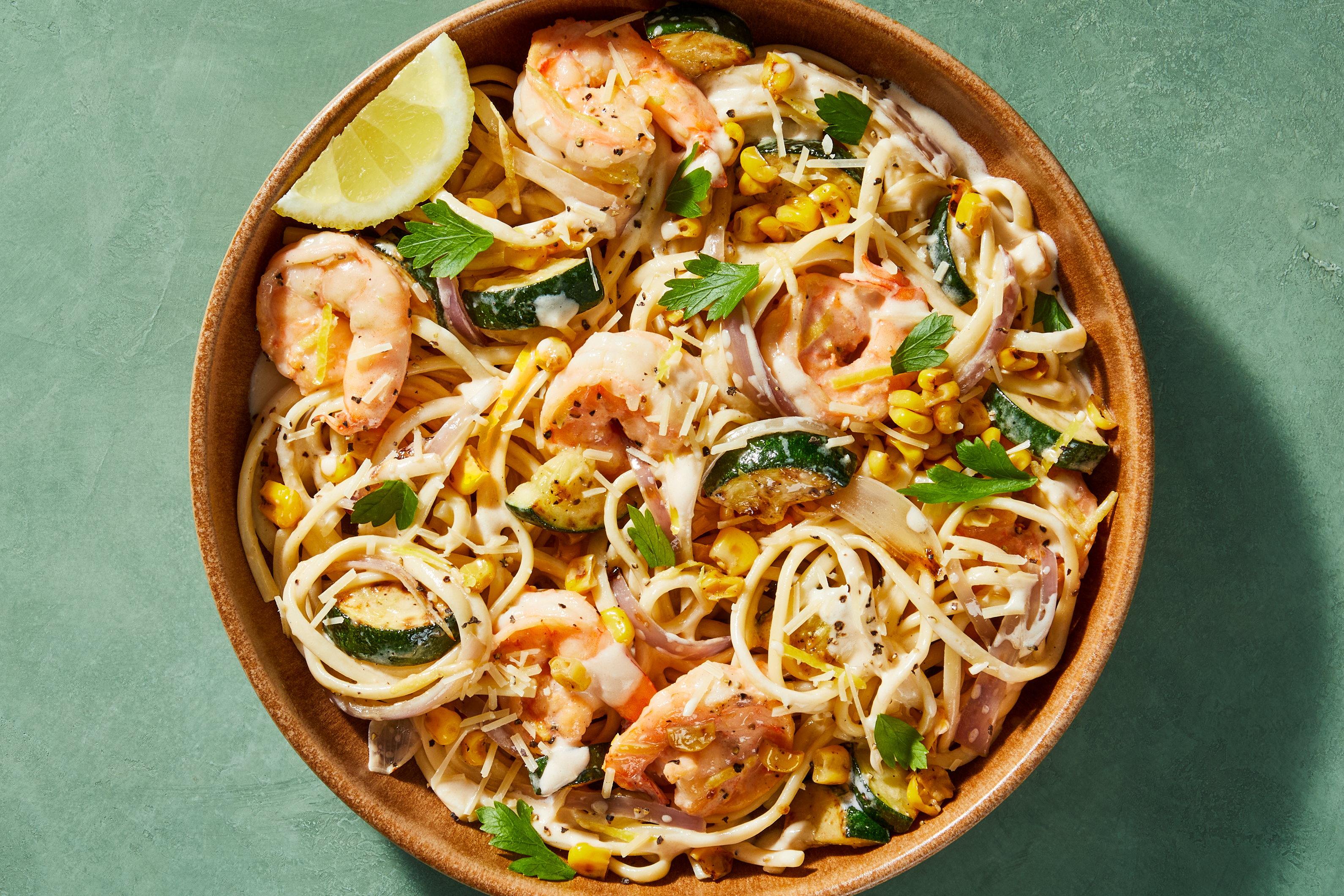 Creamy Lemon-Garlic Shrimp Linguine