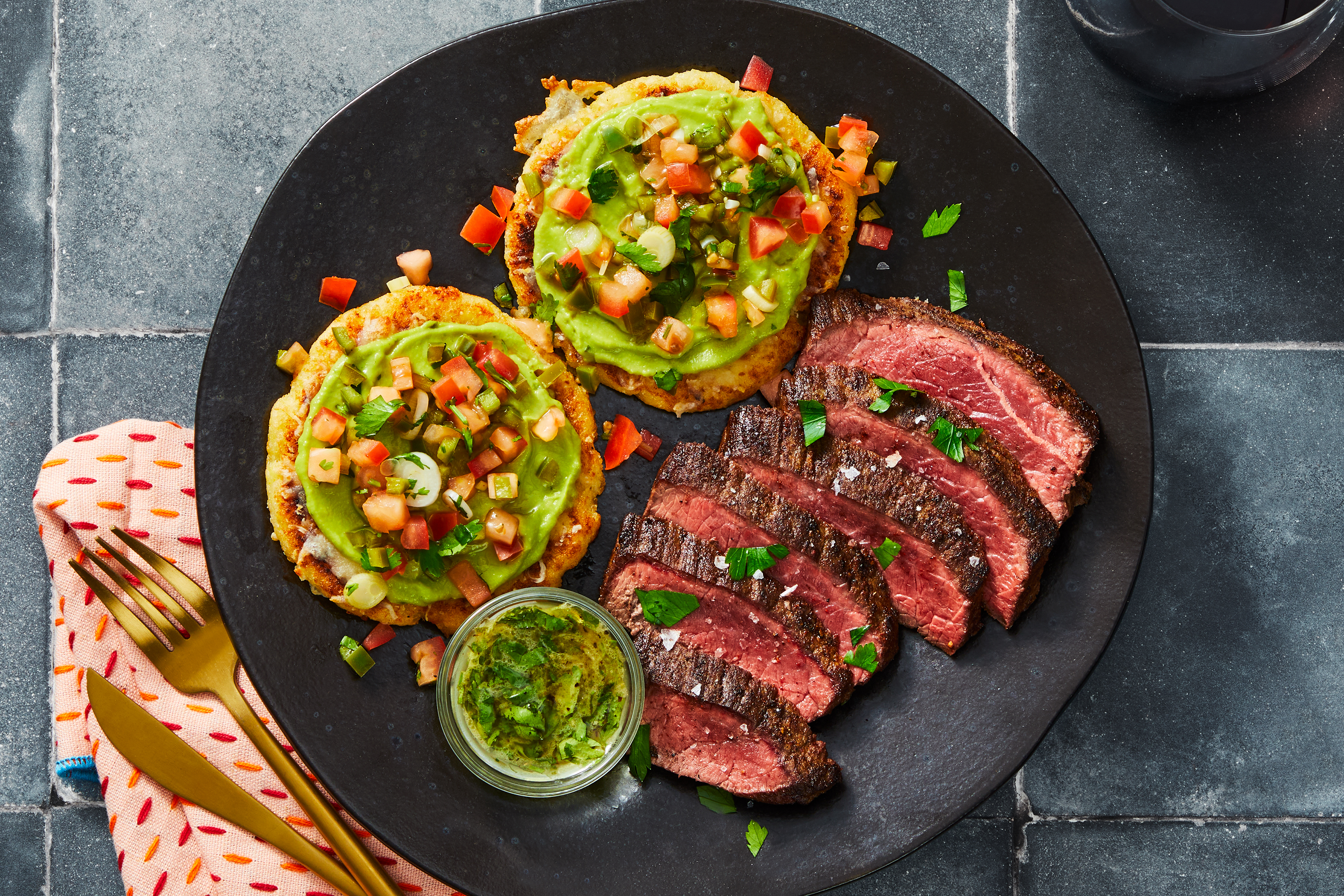 Cheesy Sirloin Asada Arepas